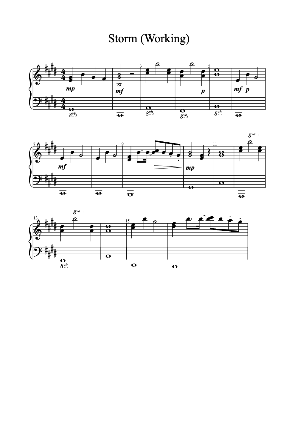 Sheet music preview for Storm