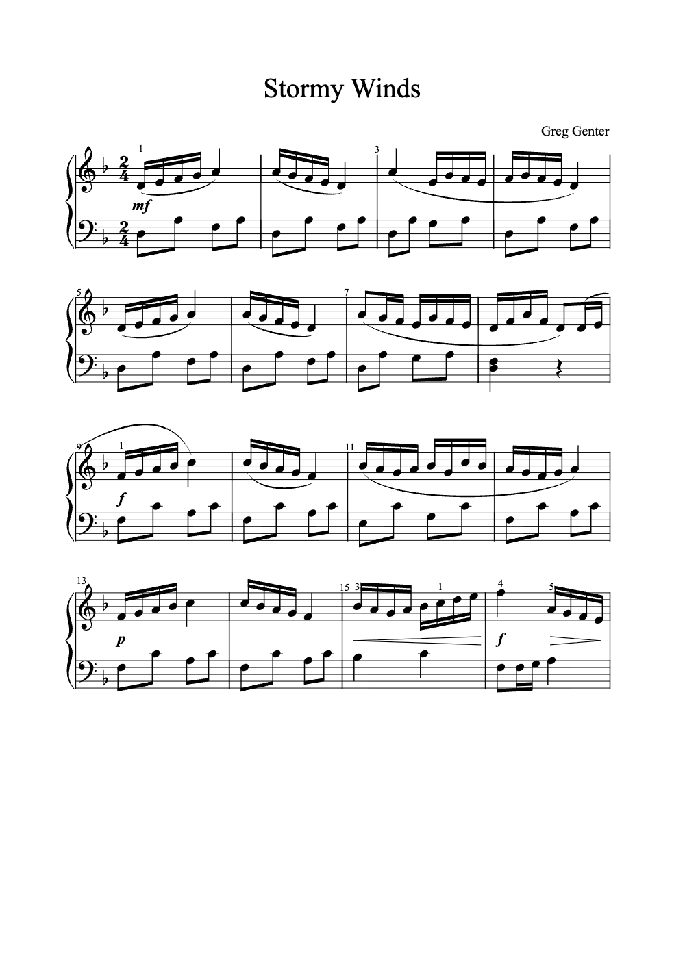 Sheet music preview for Stormy Winds
