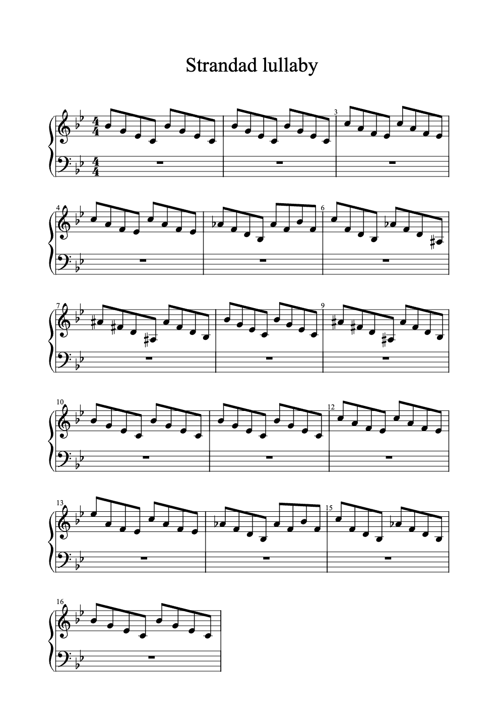 Sheet music preview for Stranded Lullaby