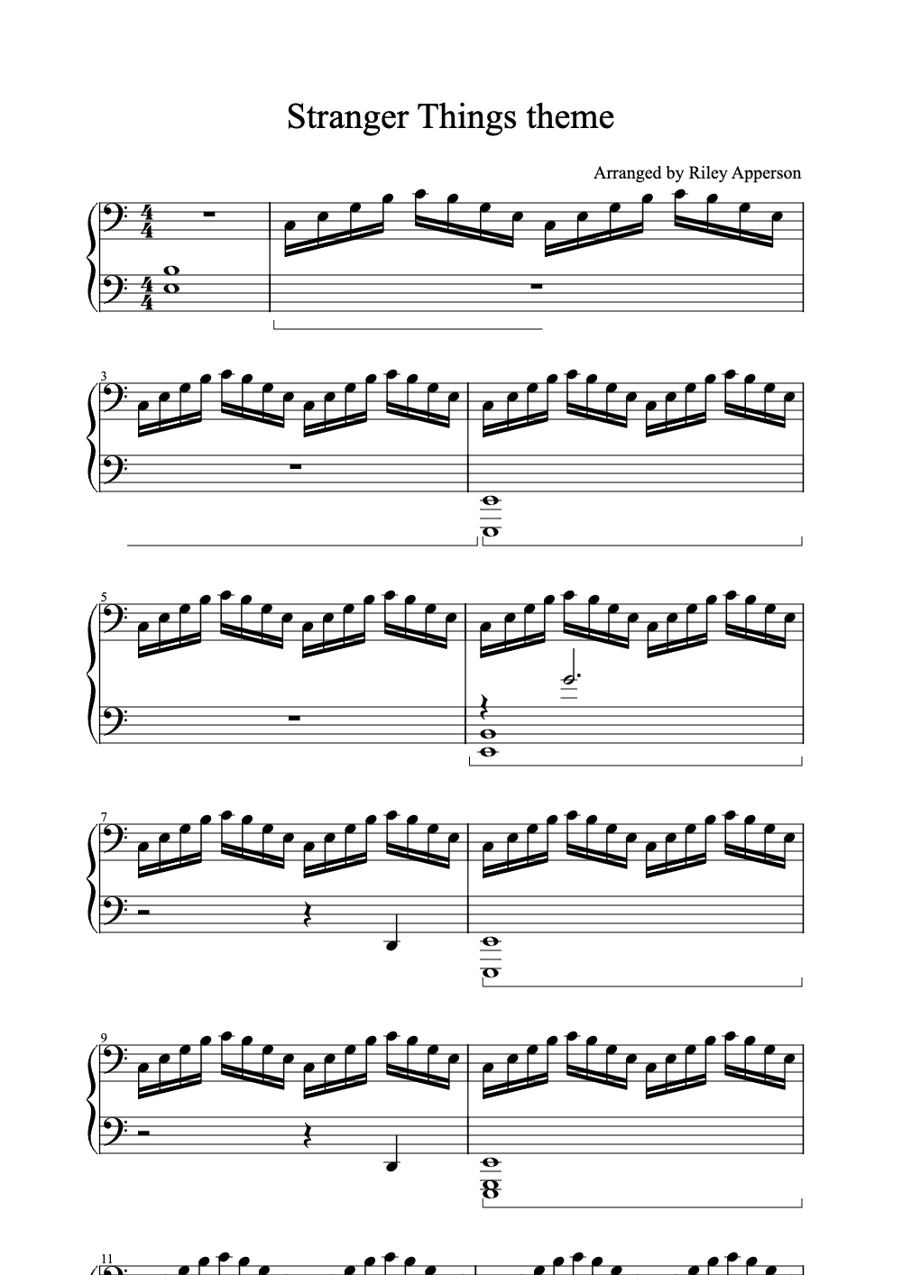Sheet music preview for Stranger Things Theme