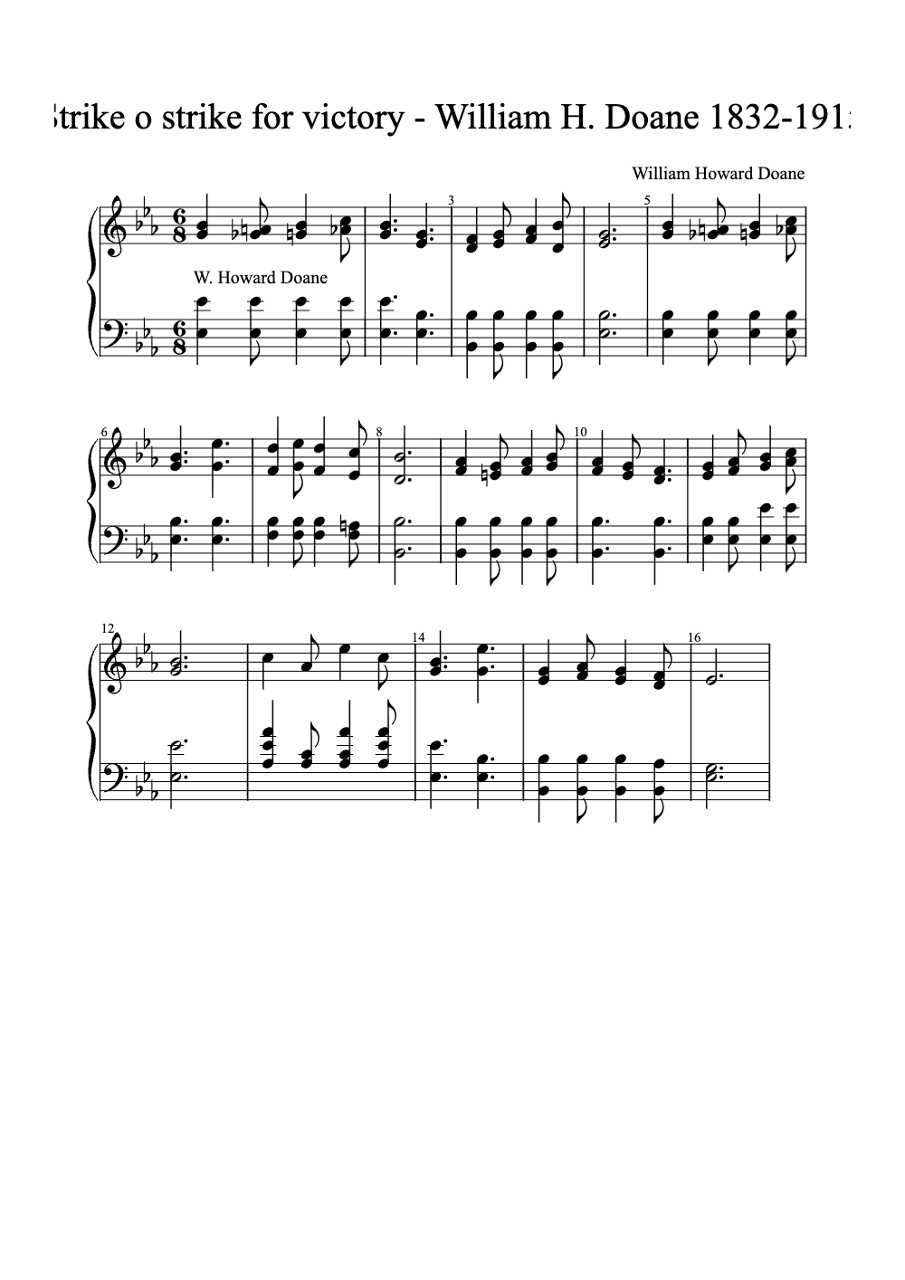 Sheet music preview for Strike O Strike for Victory