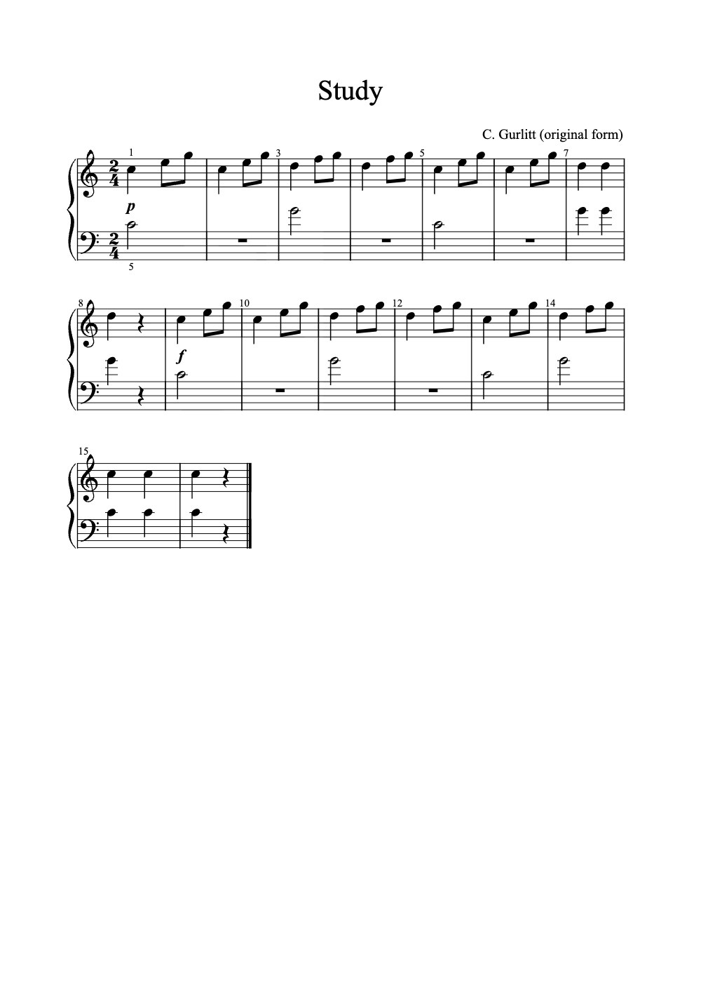 Sheet music preview for Study