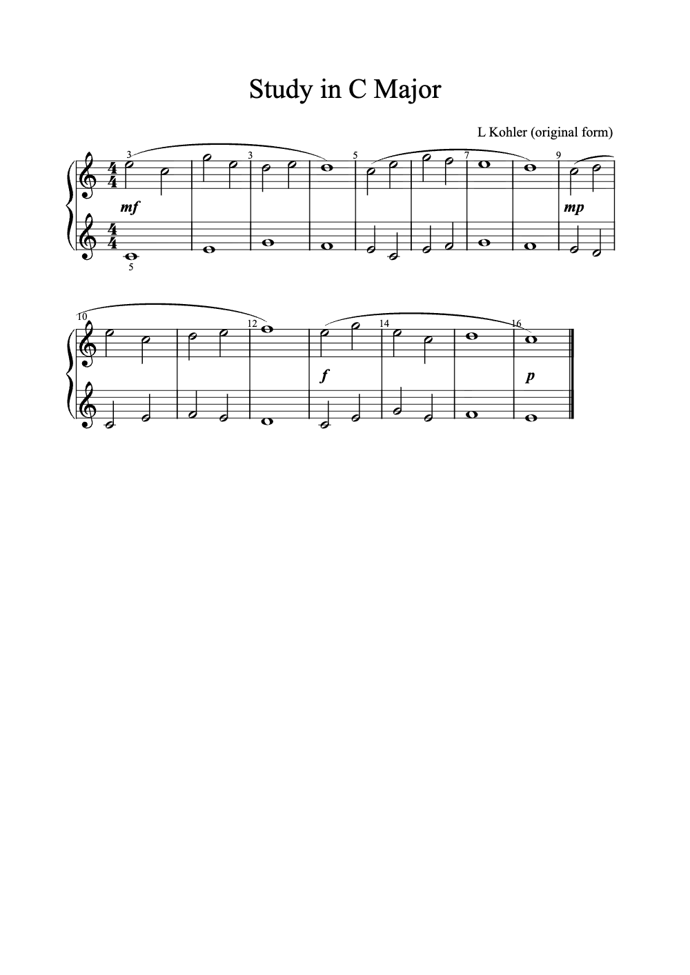 Sheet music preview for Study in C Major