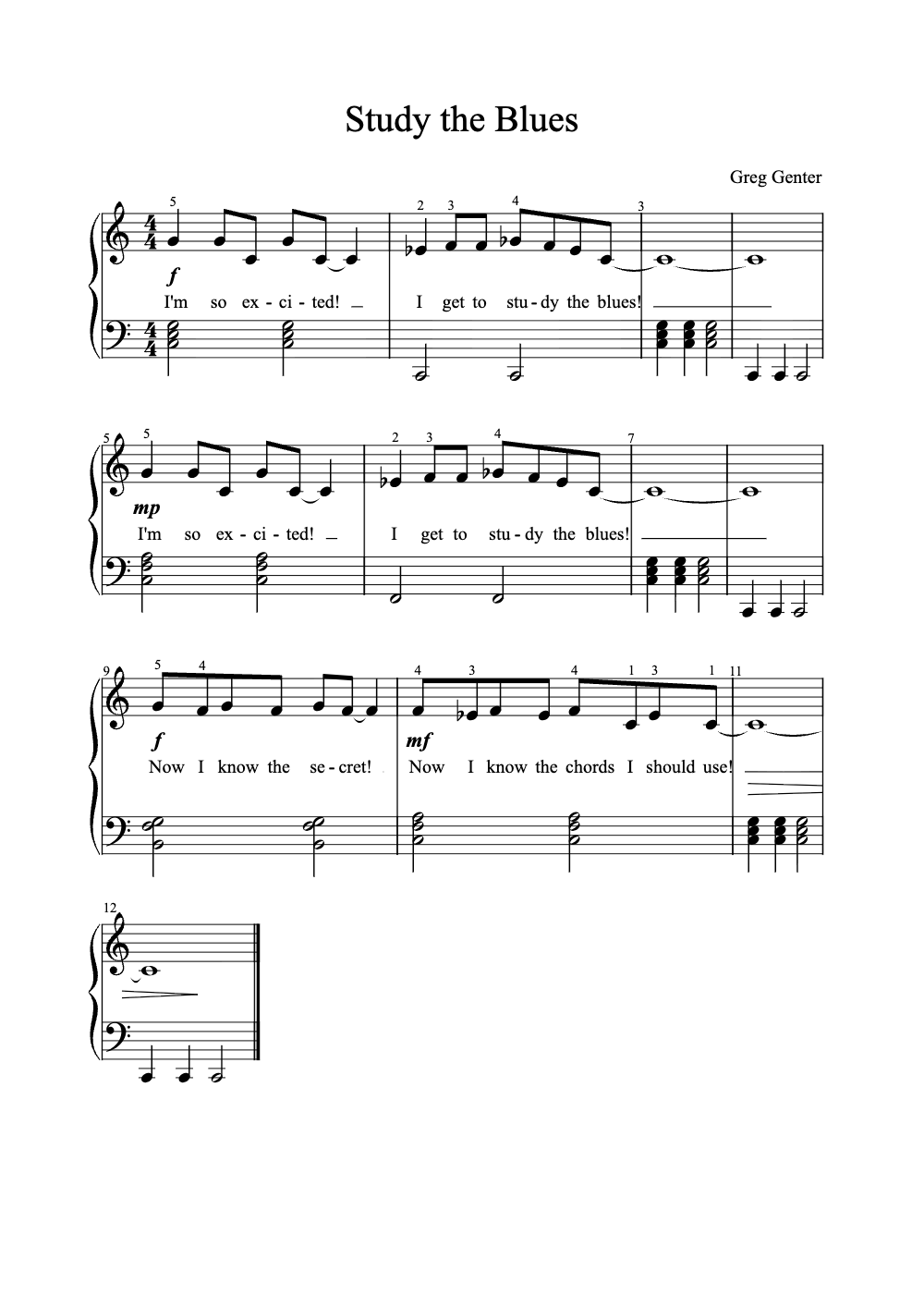 Sheet music preview for Study the Blues