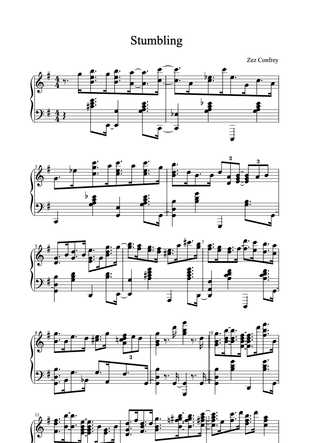 Sheet music preview for Stumbling