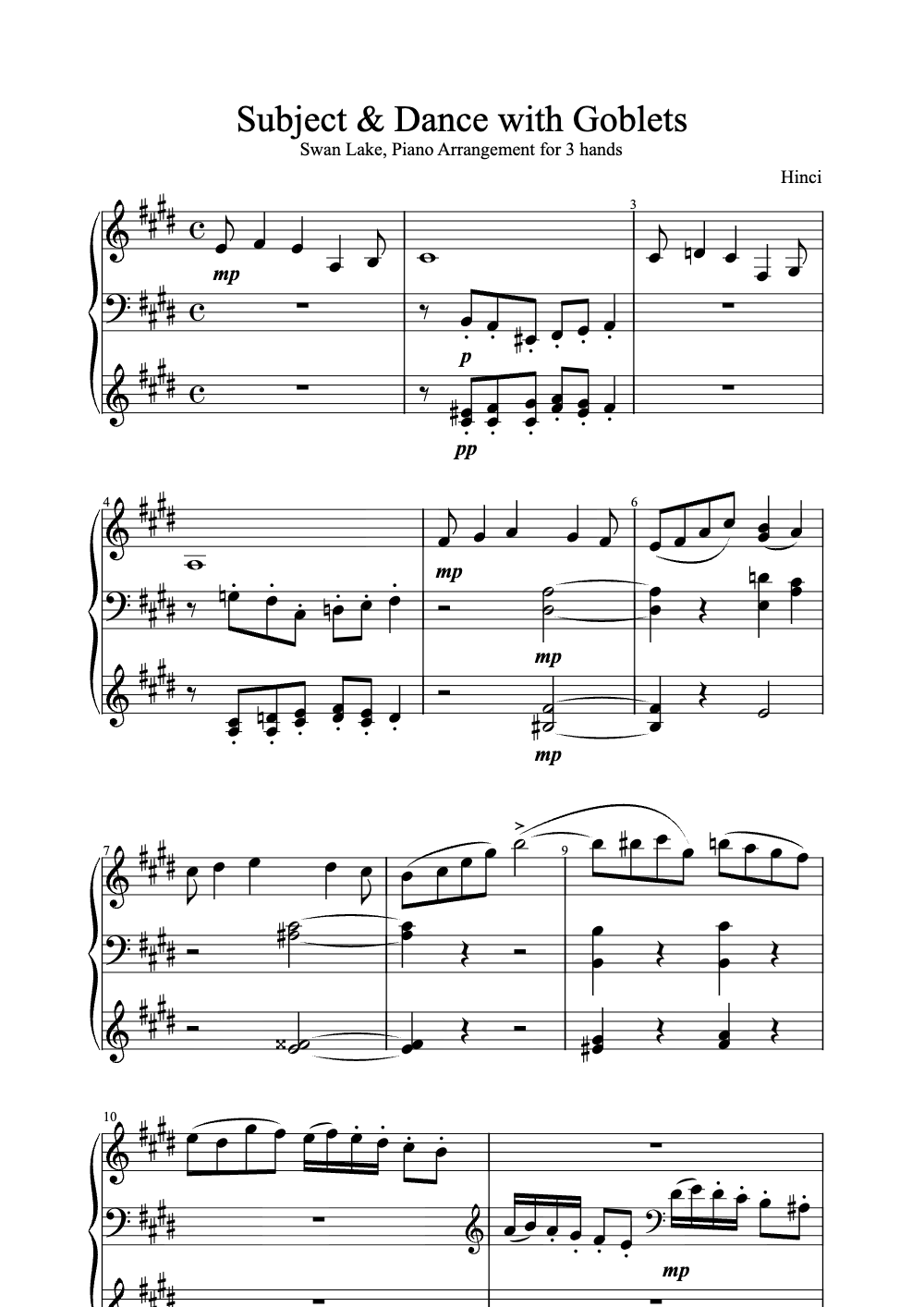 Sheet music preview for Subject & Dance with Goblets