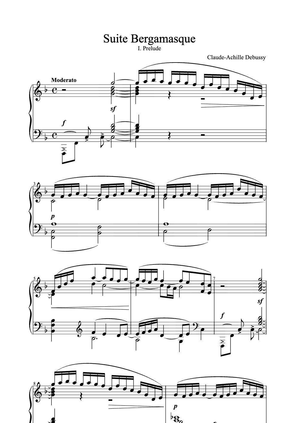 Sheet music preview for Suite Bergamasque