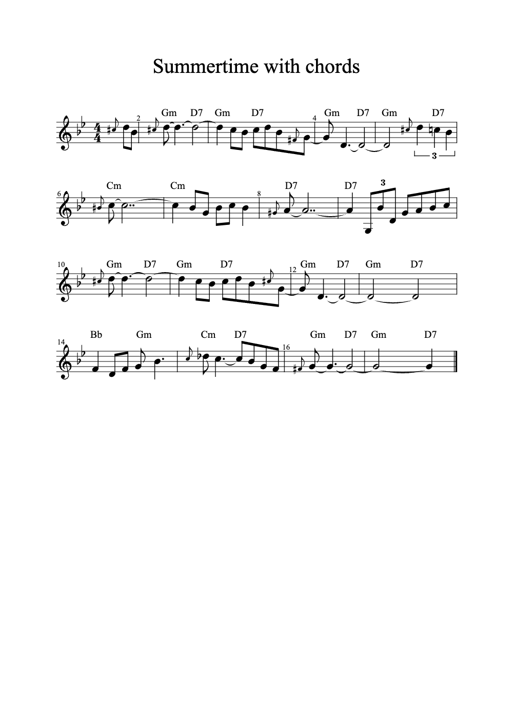 Sheet music preview for Summertime