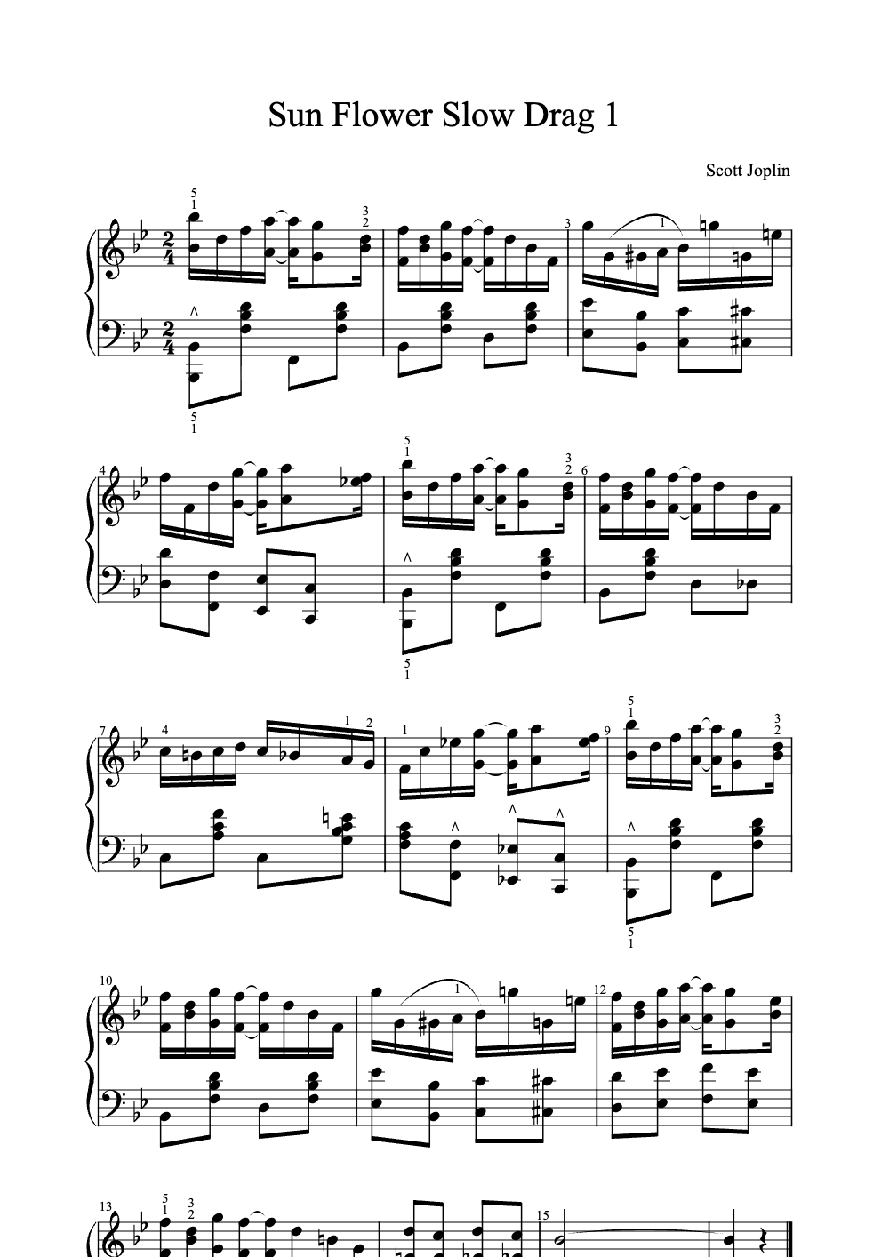 Sheet music preview for Sun Flower Slow Drag