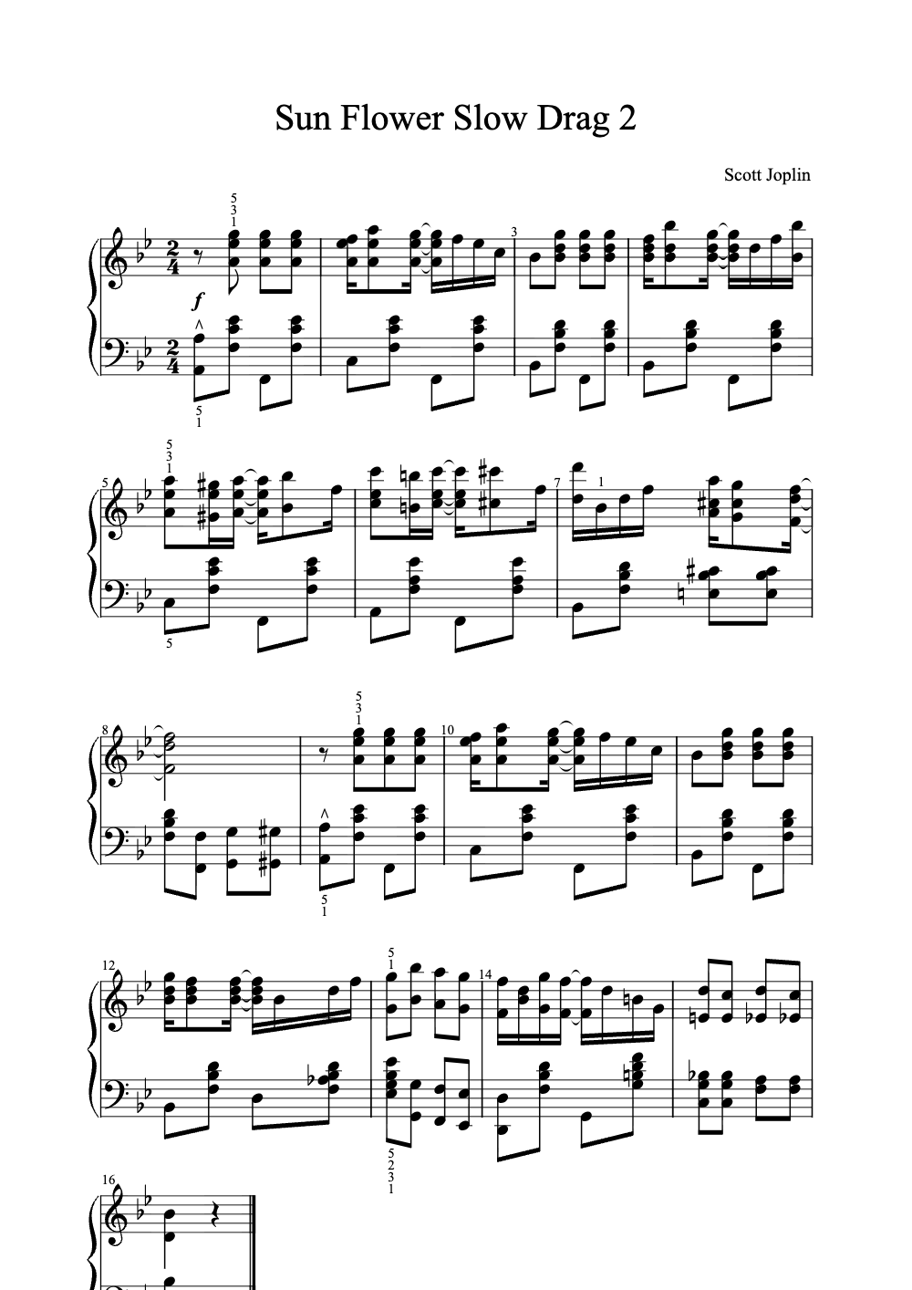 Sheet music preview for Sun Flower Slow Drag