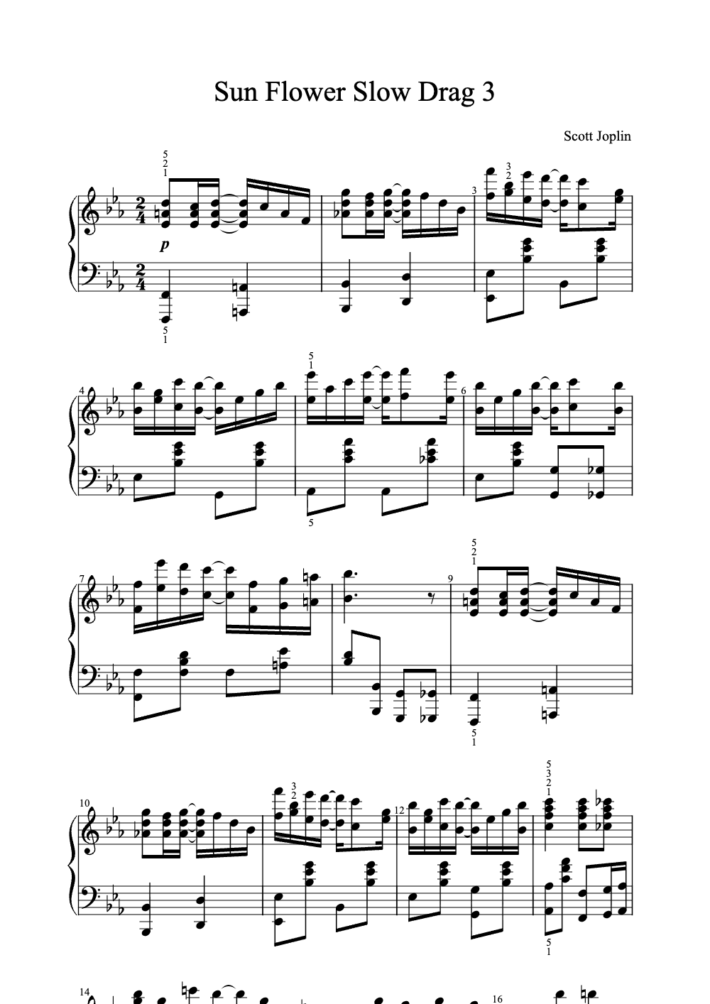 Sheet music preview for Sun Flower Slow Drag