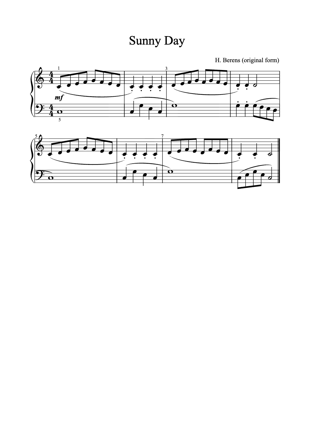 Sheet music preview for Sunny Day