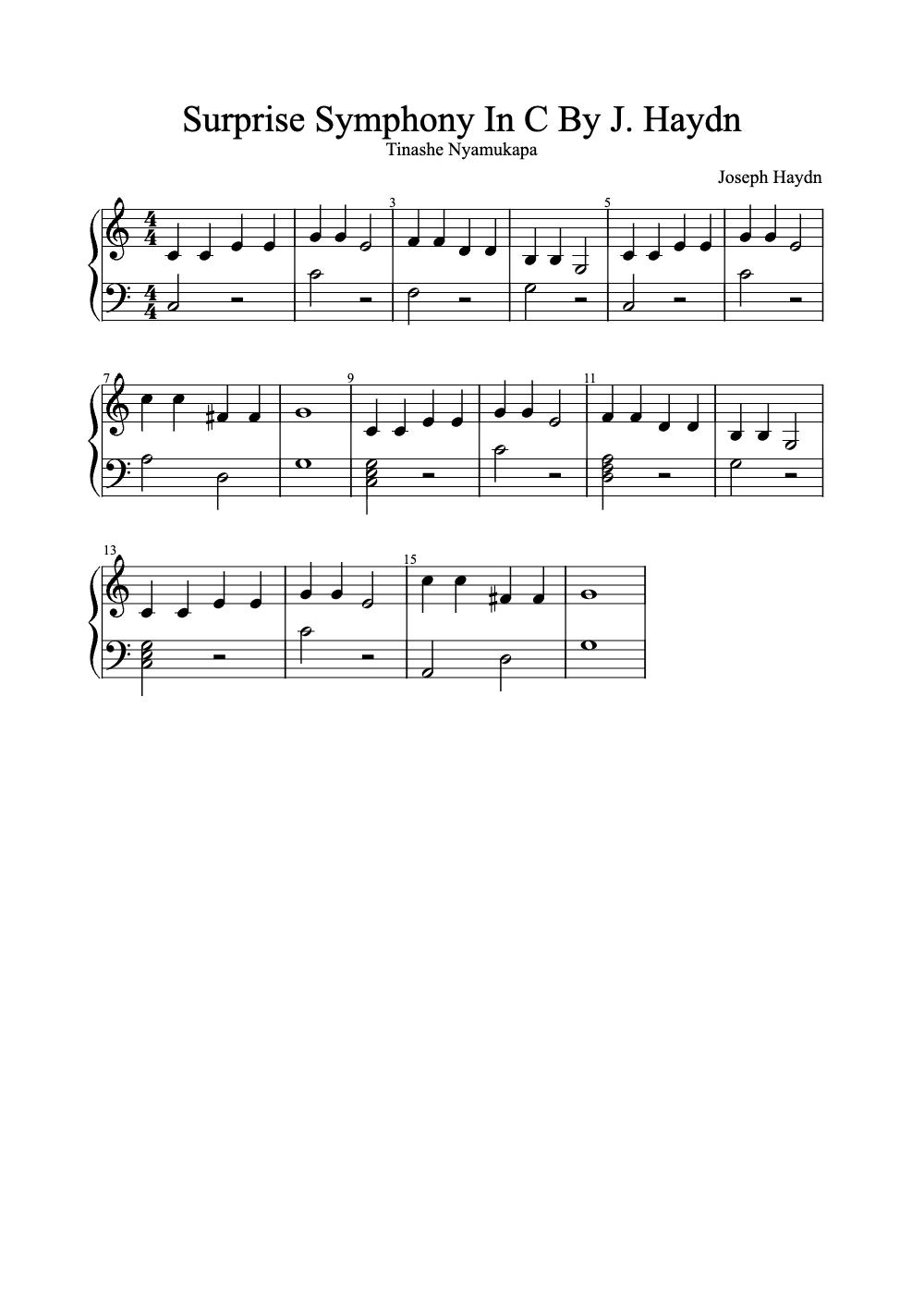 Sheet music preview for Surprise Symphony in C