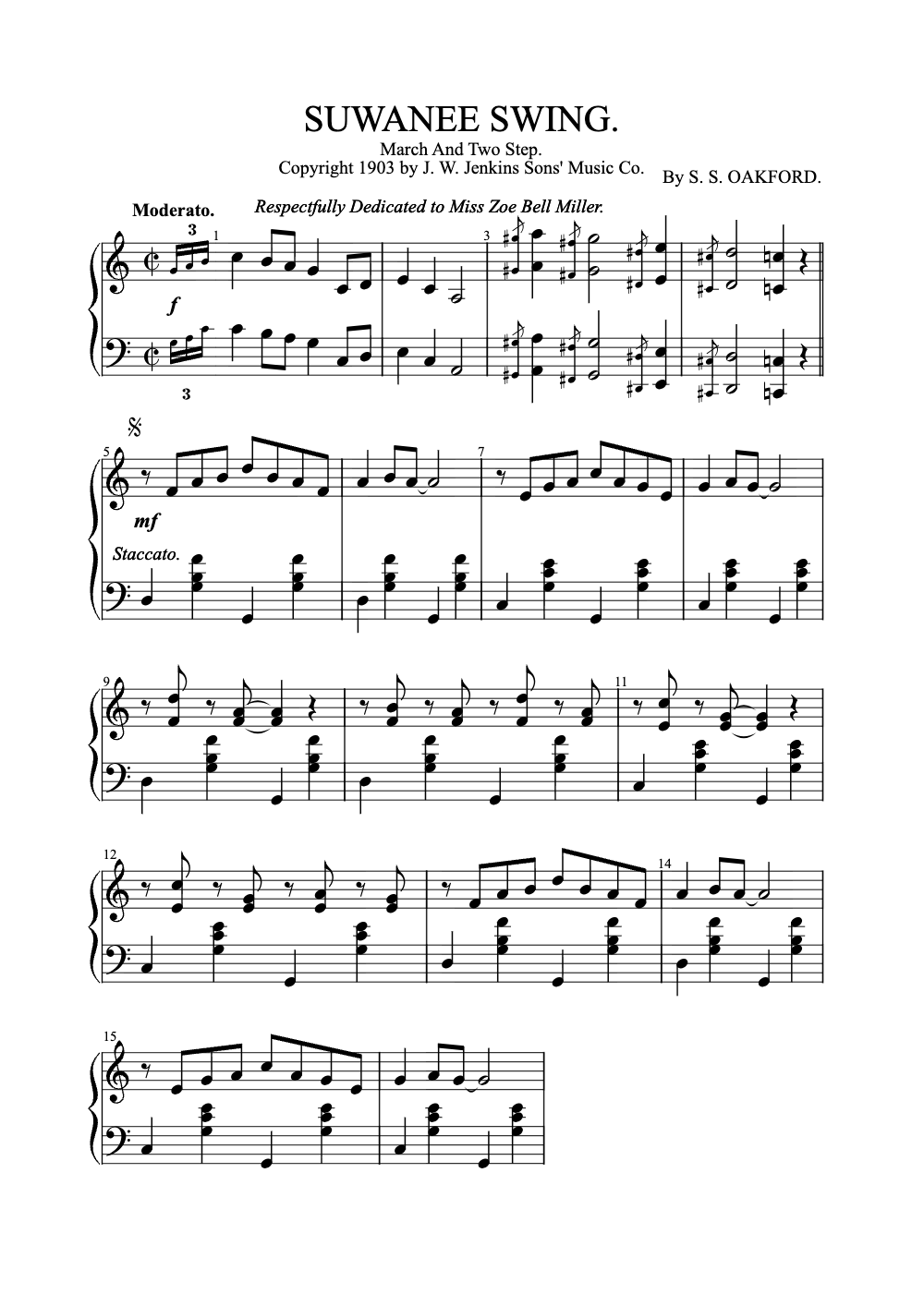 Sheet music preview for Suwanee Swing