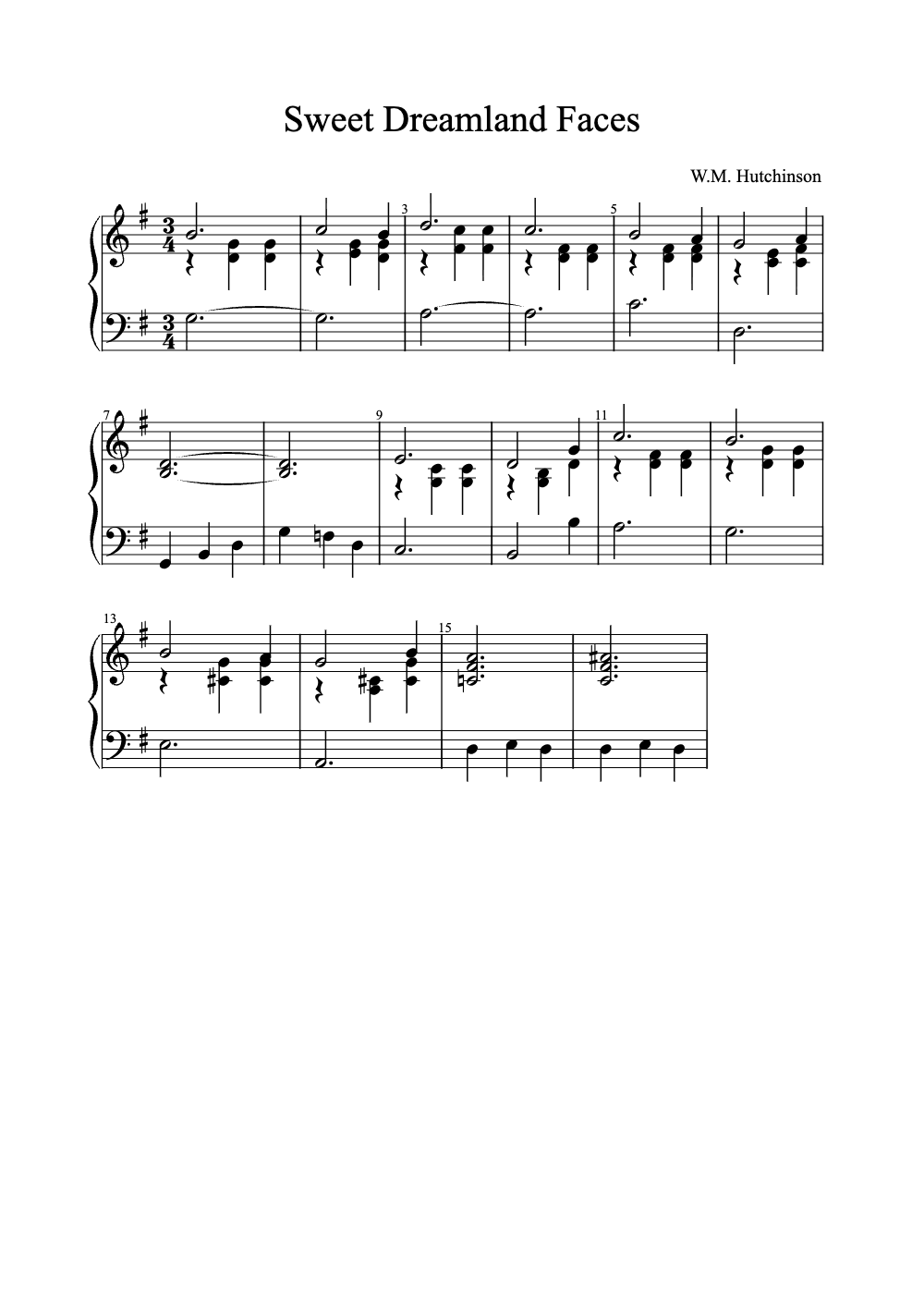 Sheet music preview for Sweet Dreamland Faces