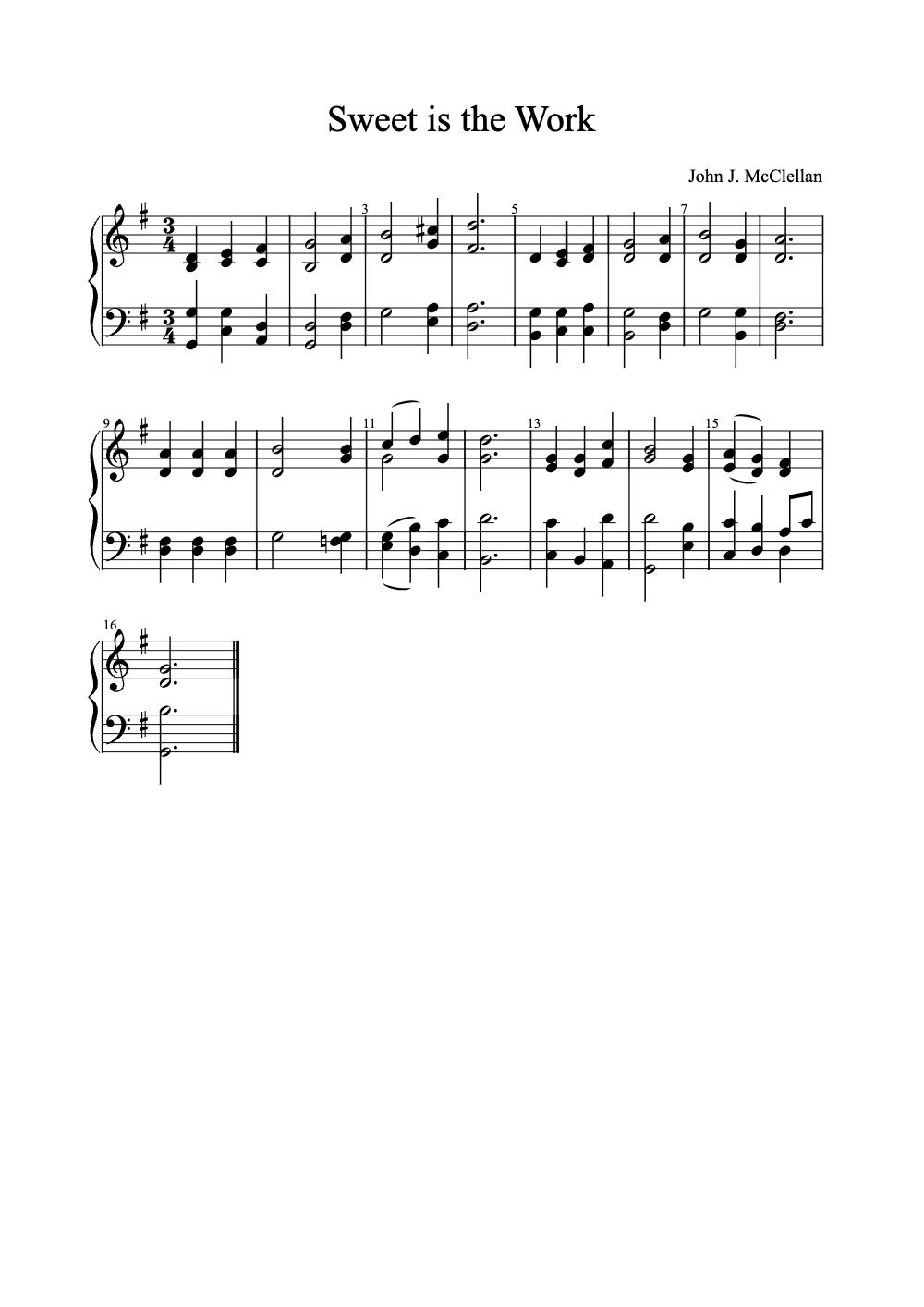 Sheet music preview for Sweet Is the Work