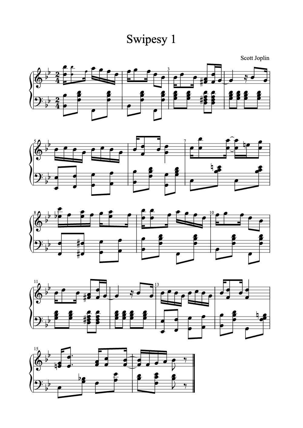 Sheet music preview for Swipesy 1