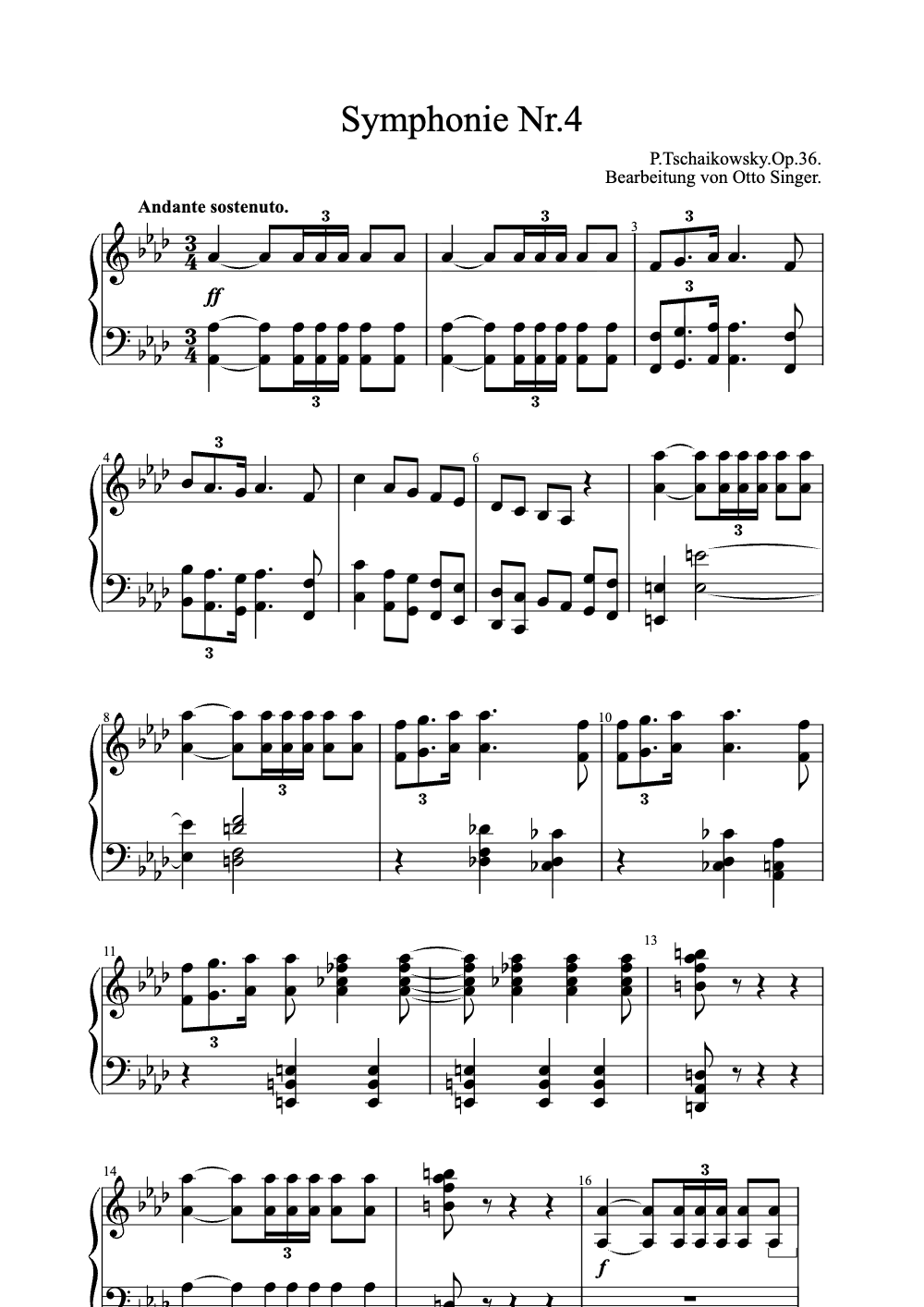 Sheet music preview for Symphony No. 4