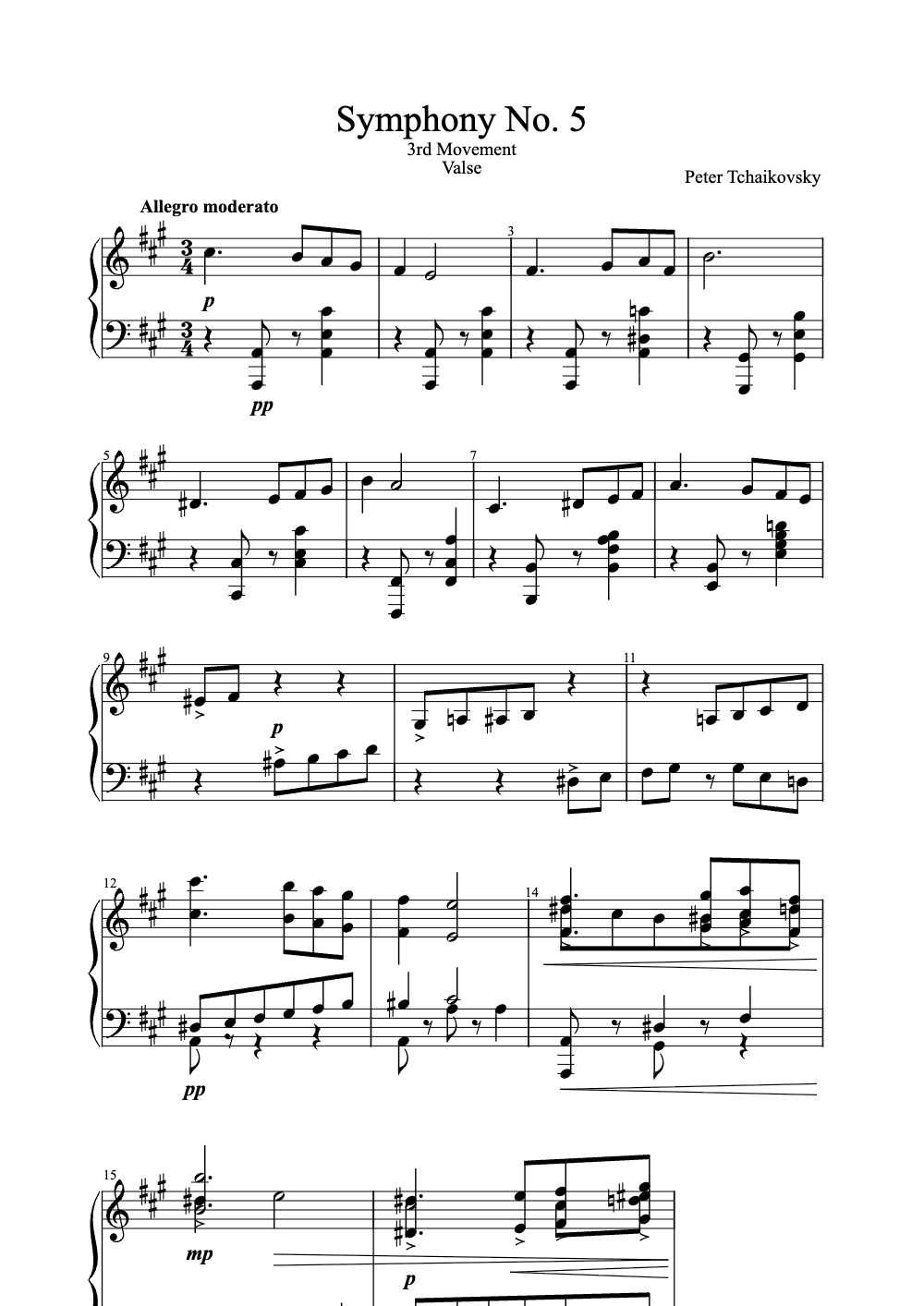 Sheet music preview for Symphony No. 5