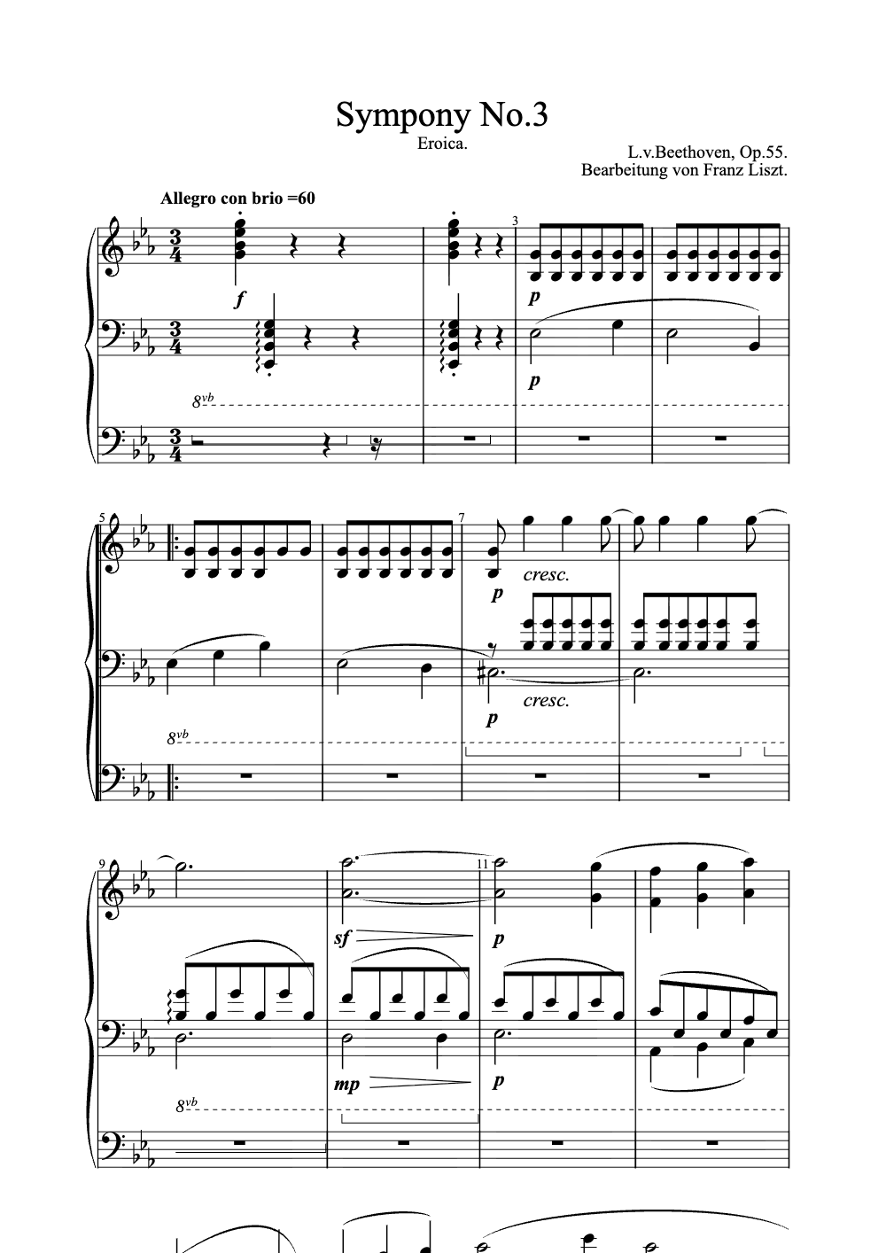Sheet music preview for Symphony No. 3