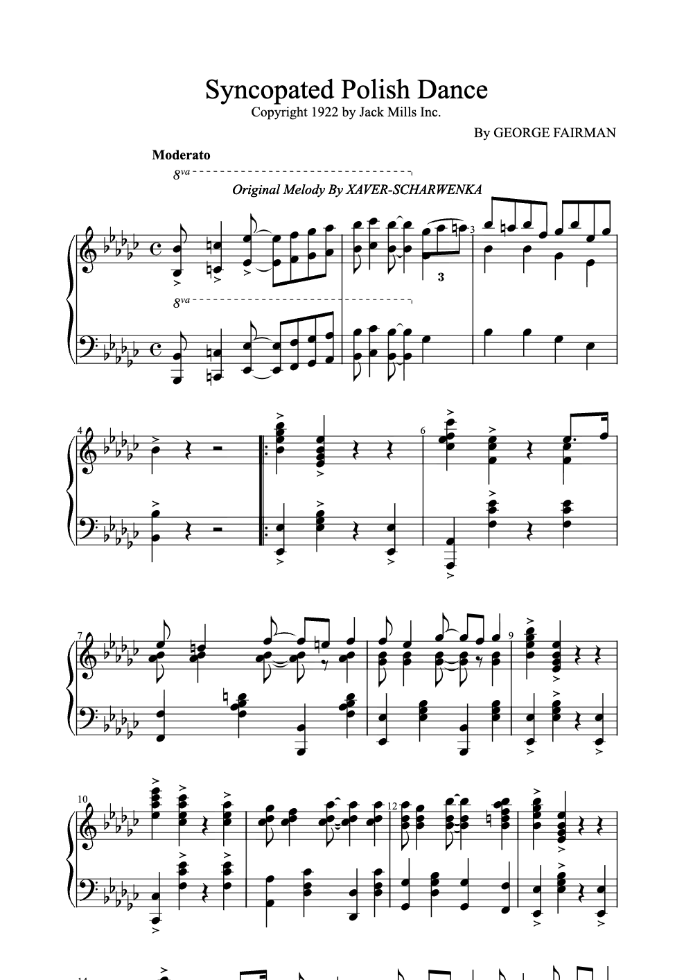 Sheet music preview for Syncopated Polish Dance