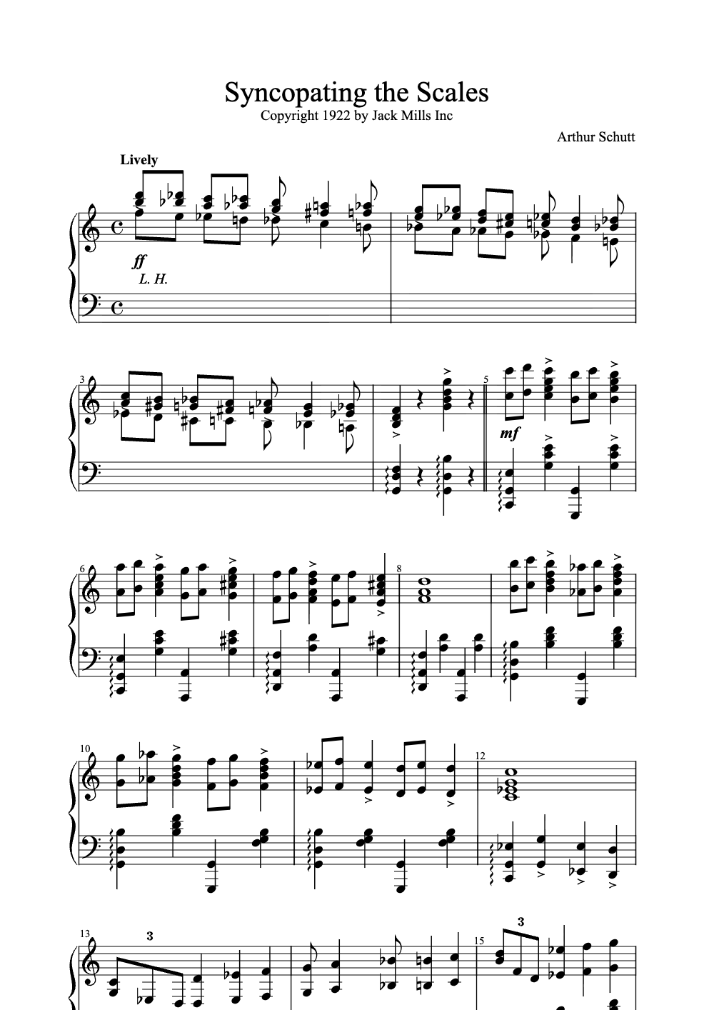 Sheet music preview for Syncopating the Scales