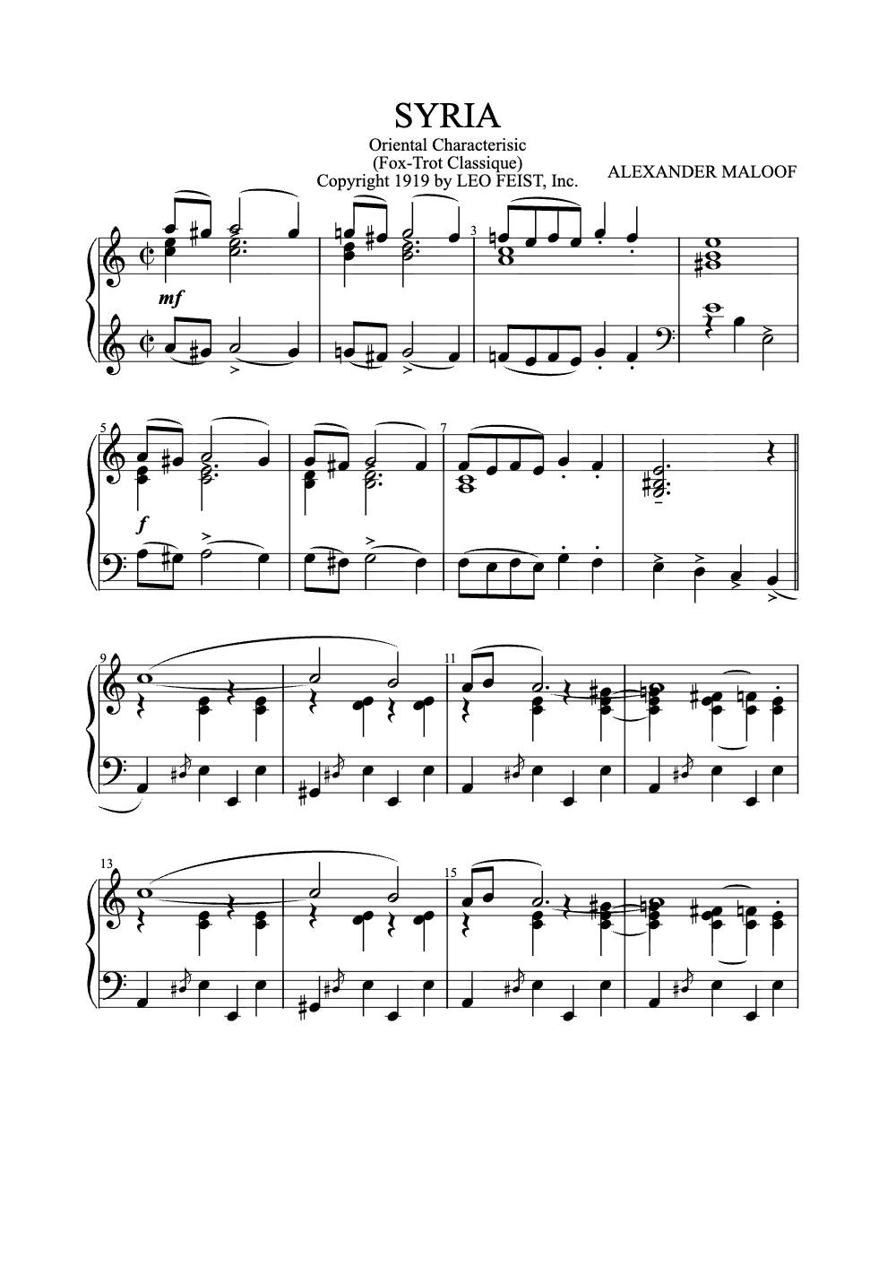 Sheet music preview for Syria