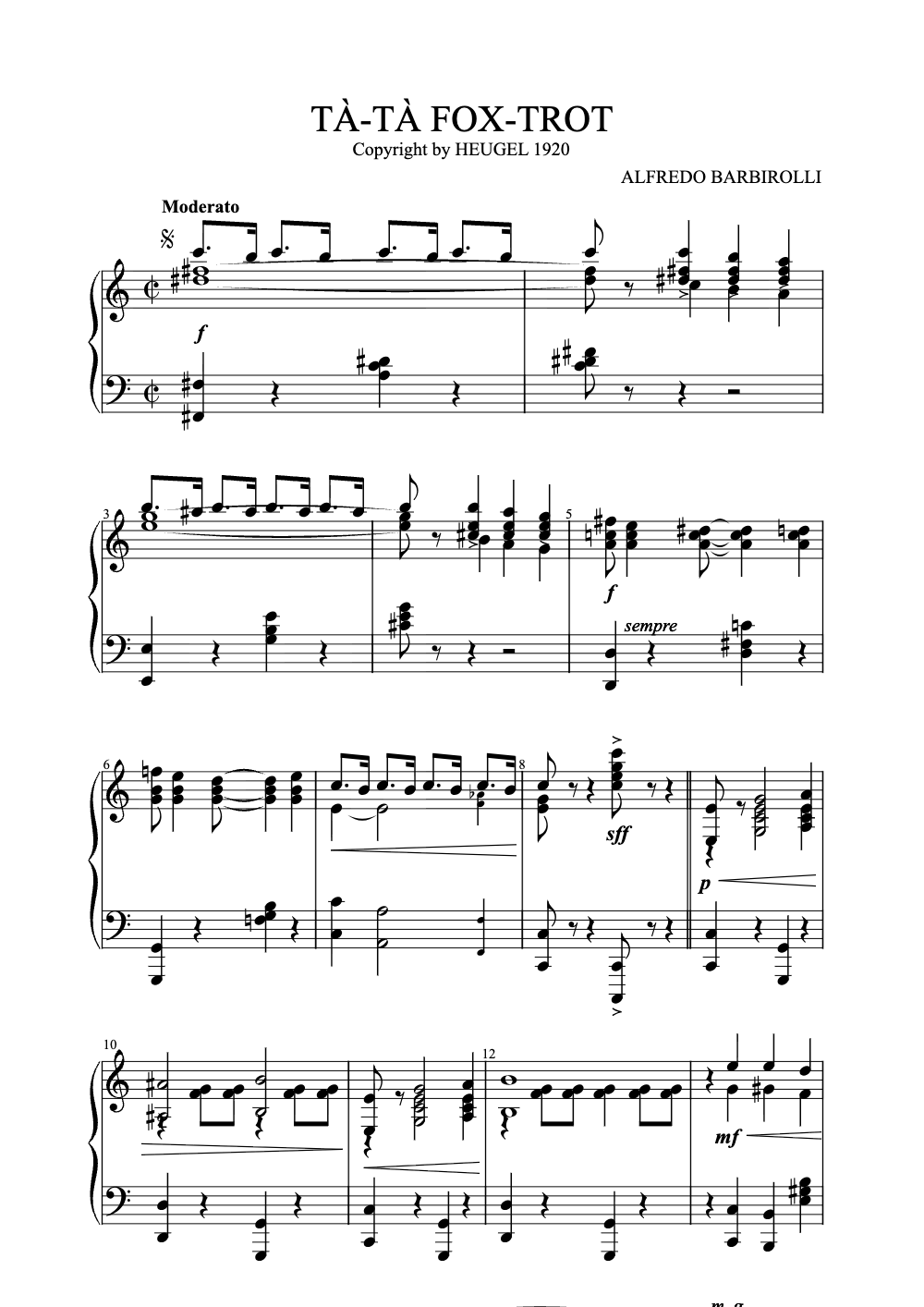 Sheet music preview for Tà-Tà Fox-Trot