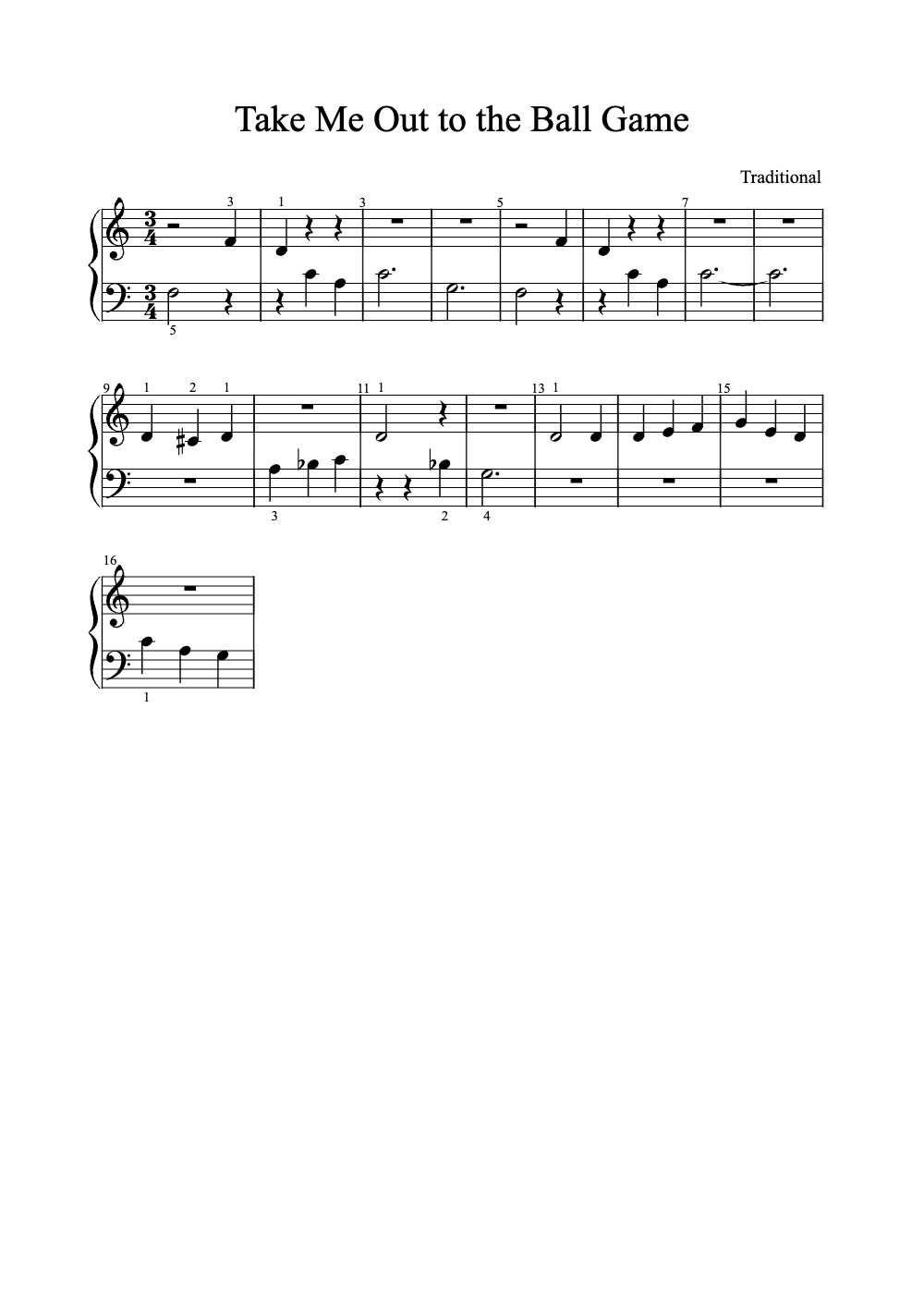 Sheet music preview for Take Me Out to the Ball Game