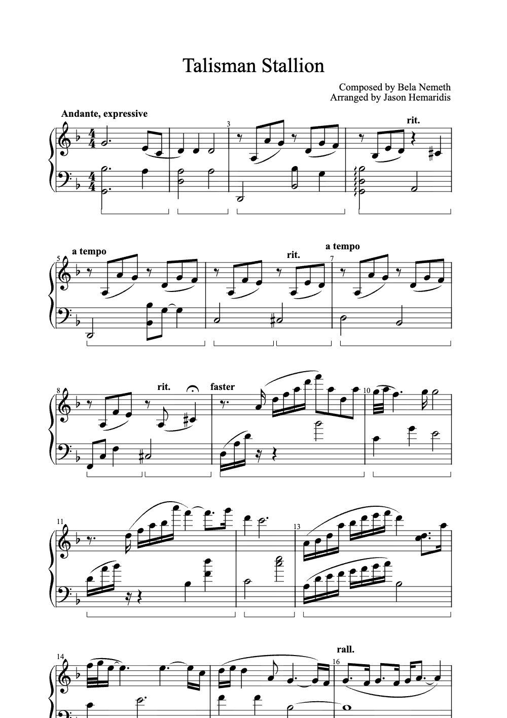Sheet music preview for Talisman Stallion