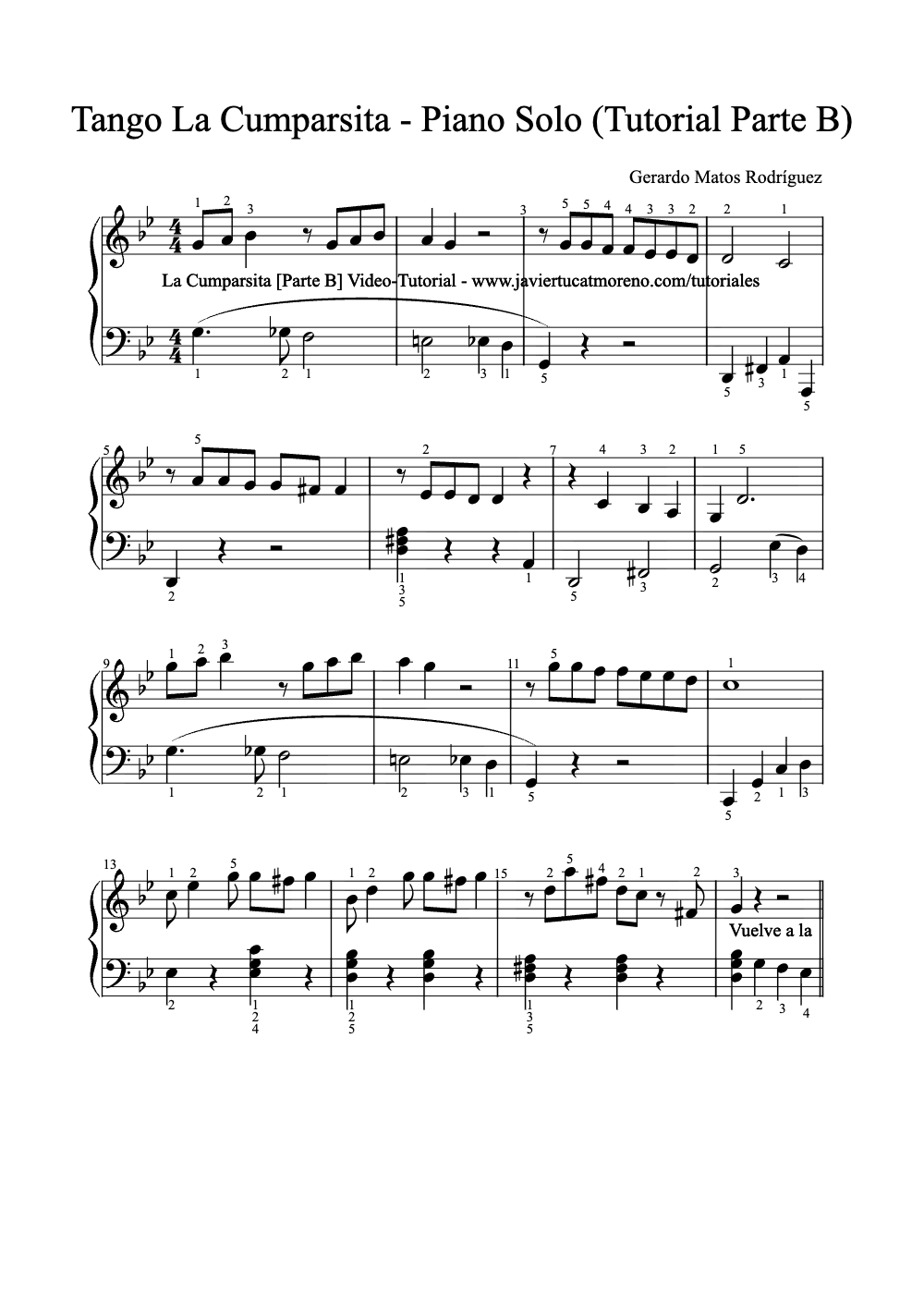 Sheet music preview for Tango La Cumparsita