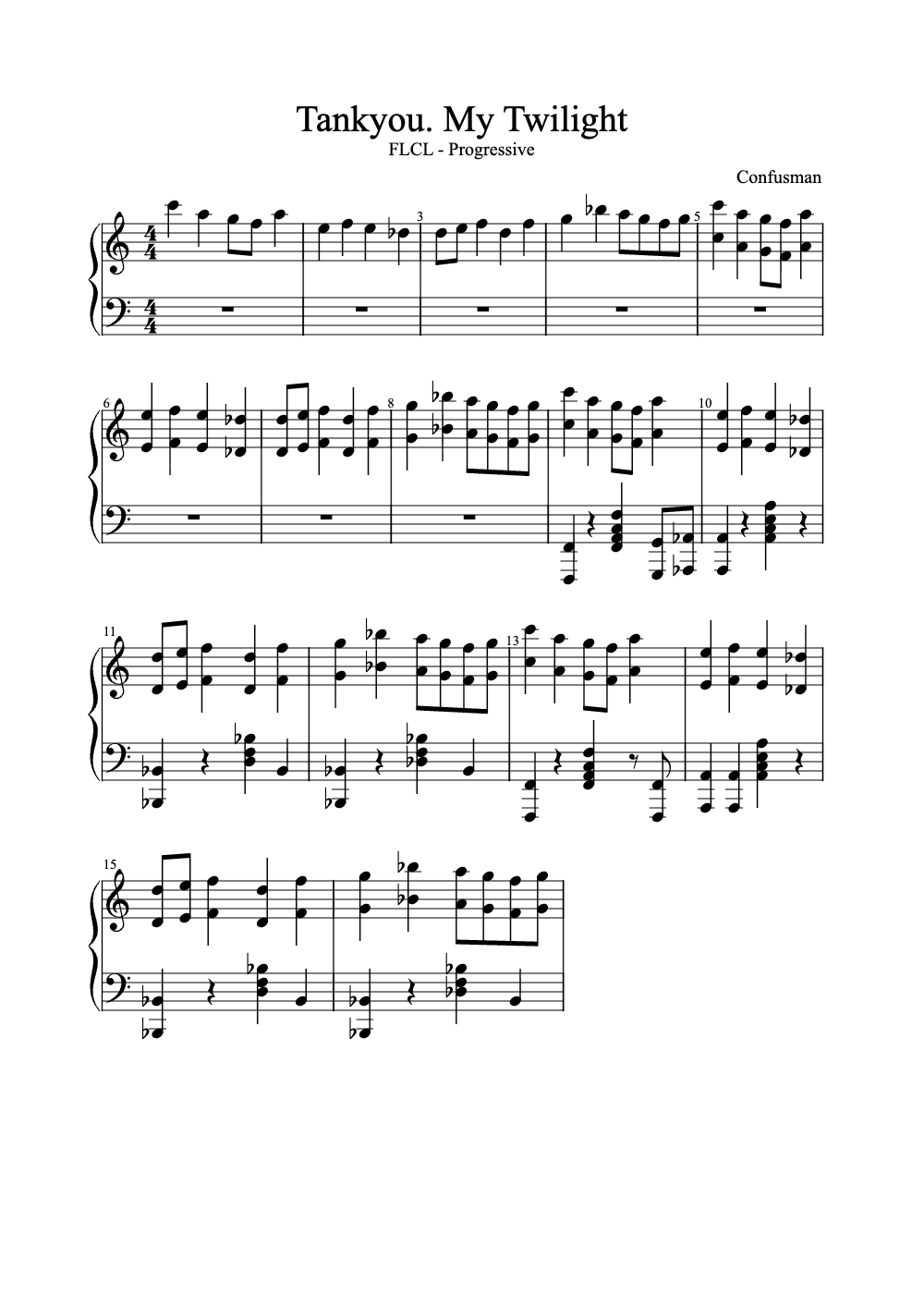Sheet music preview for Tank You. My Twilight