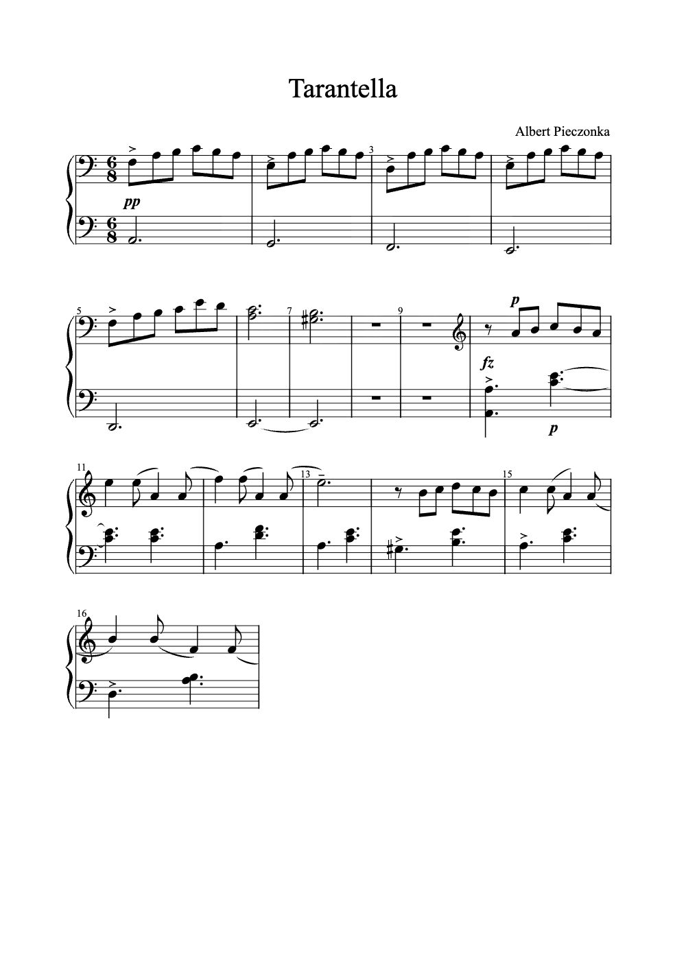 Sheet music preview for Tarantella