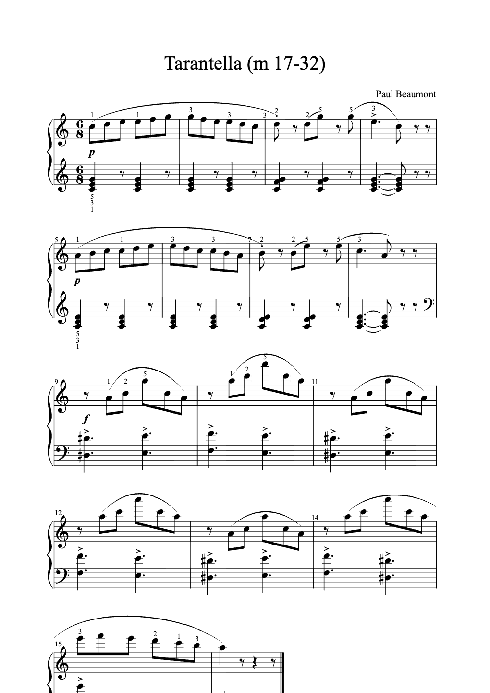 Sheet music preview for Tarantella (M 17-32)