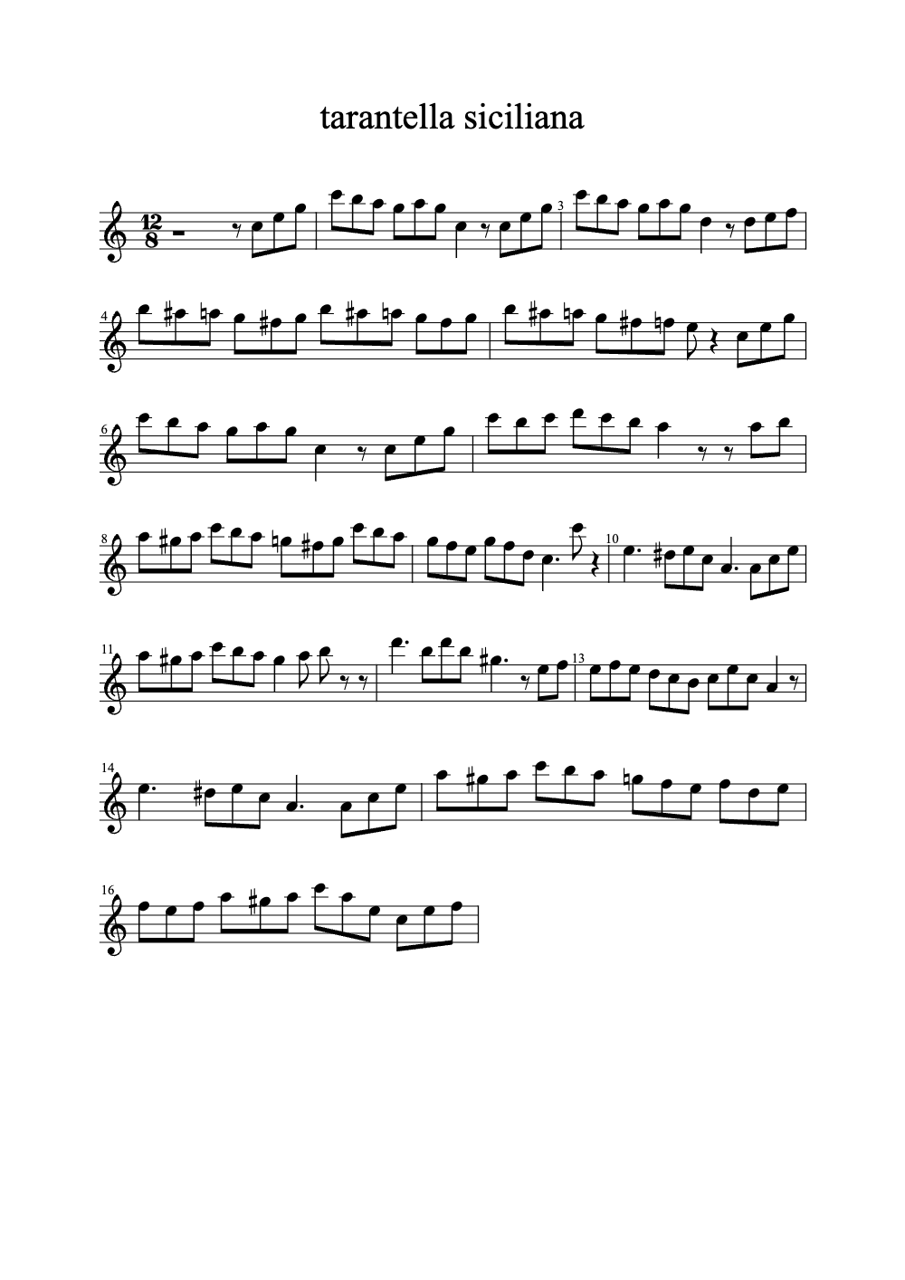 Sheet music preview for Tarantella Siciliana