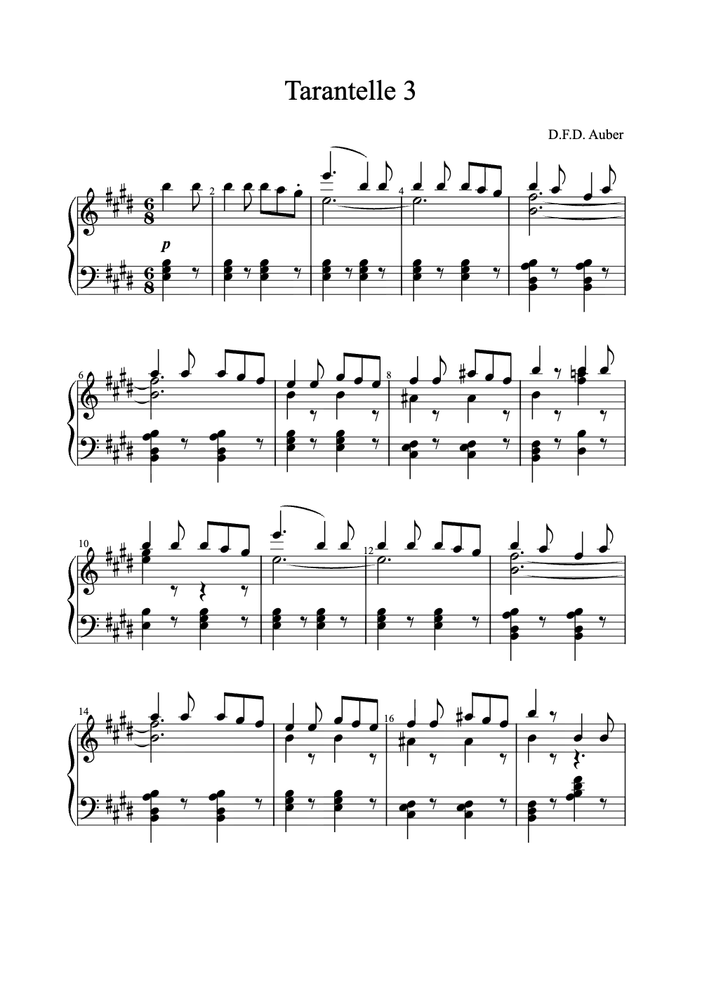 Sheet music preview for Tarantelle No. 3