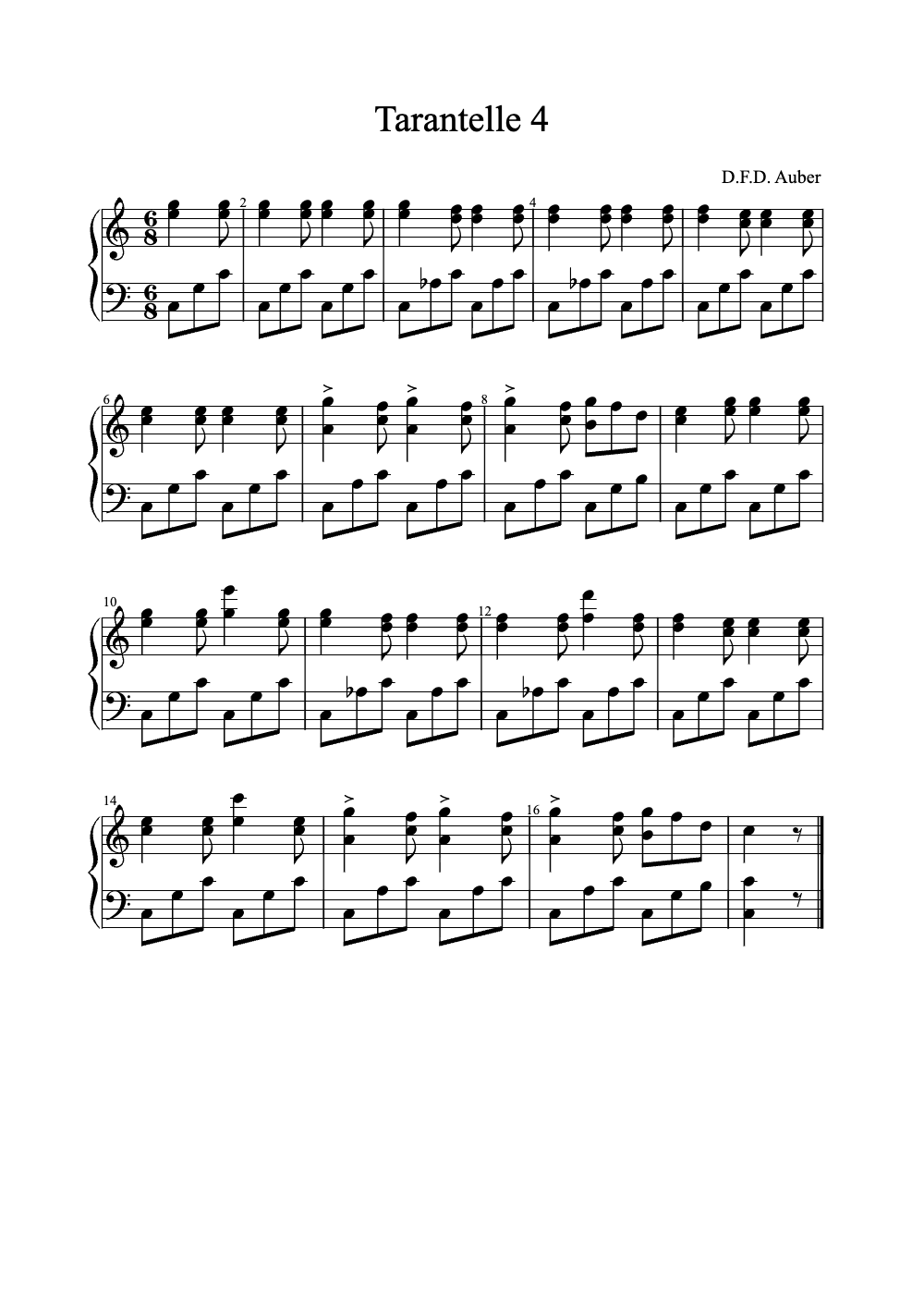 Sheet music preview for Tarantelle No. 4