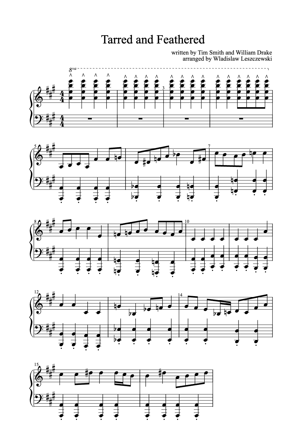 Sheet music preview for Tarred and Feathered