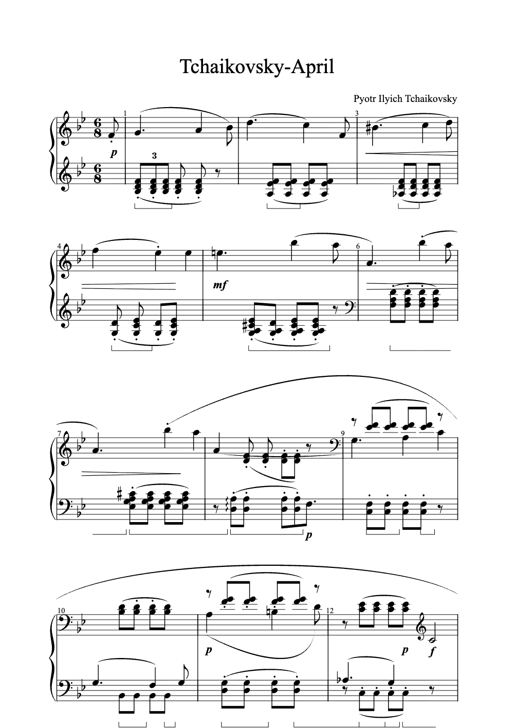 Sheet music preview for April