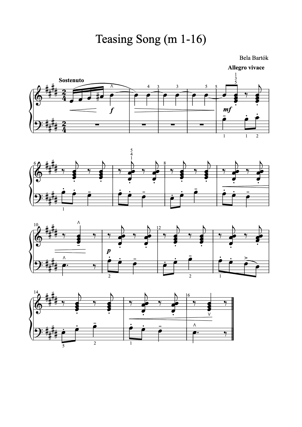 Sheet music preview for Teasing Song