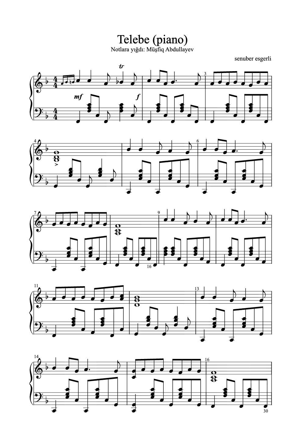 Sheet music preview for Telebe