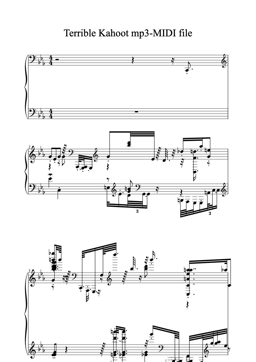 Sheet music preview for Terrible Kahoot