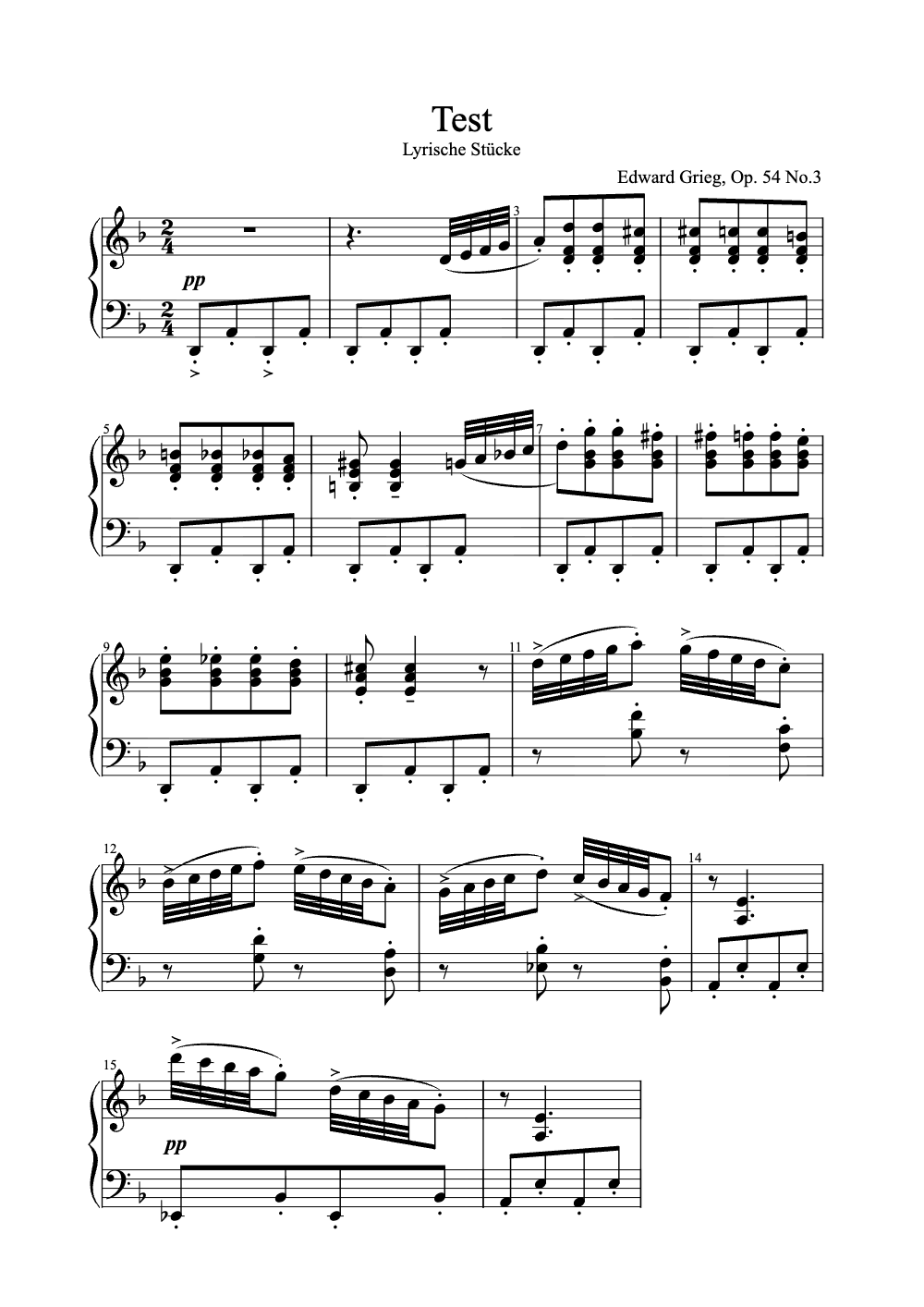 Sheet music preview for Test