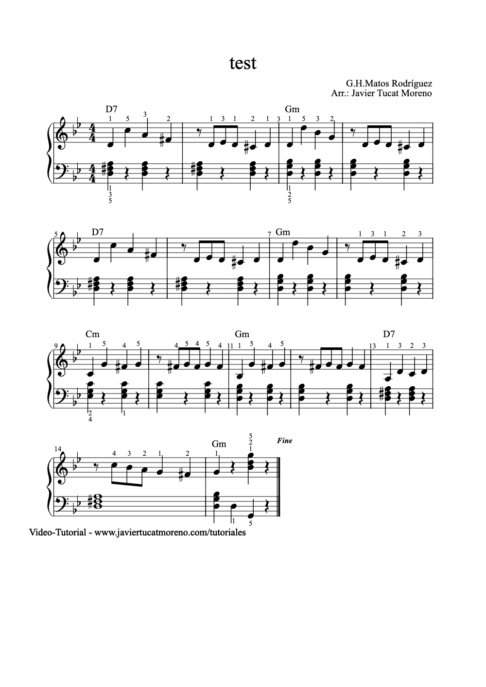 Sheet music preview for Test