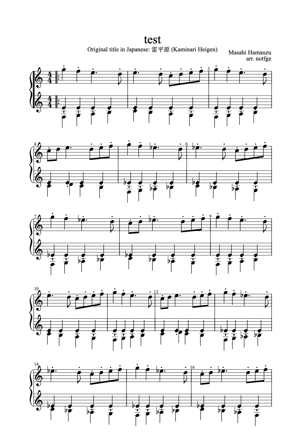 Sheet music preview for Test