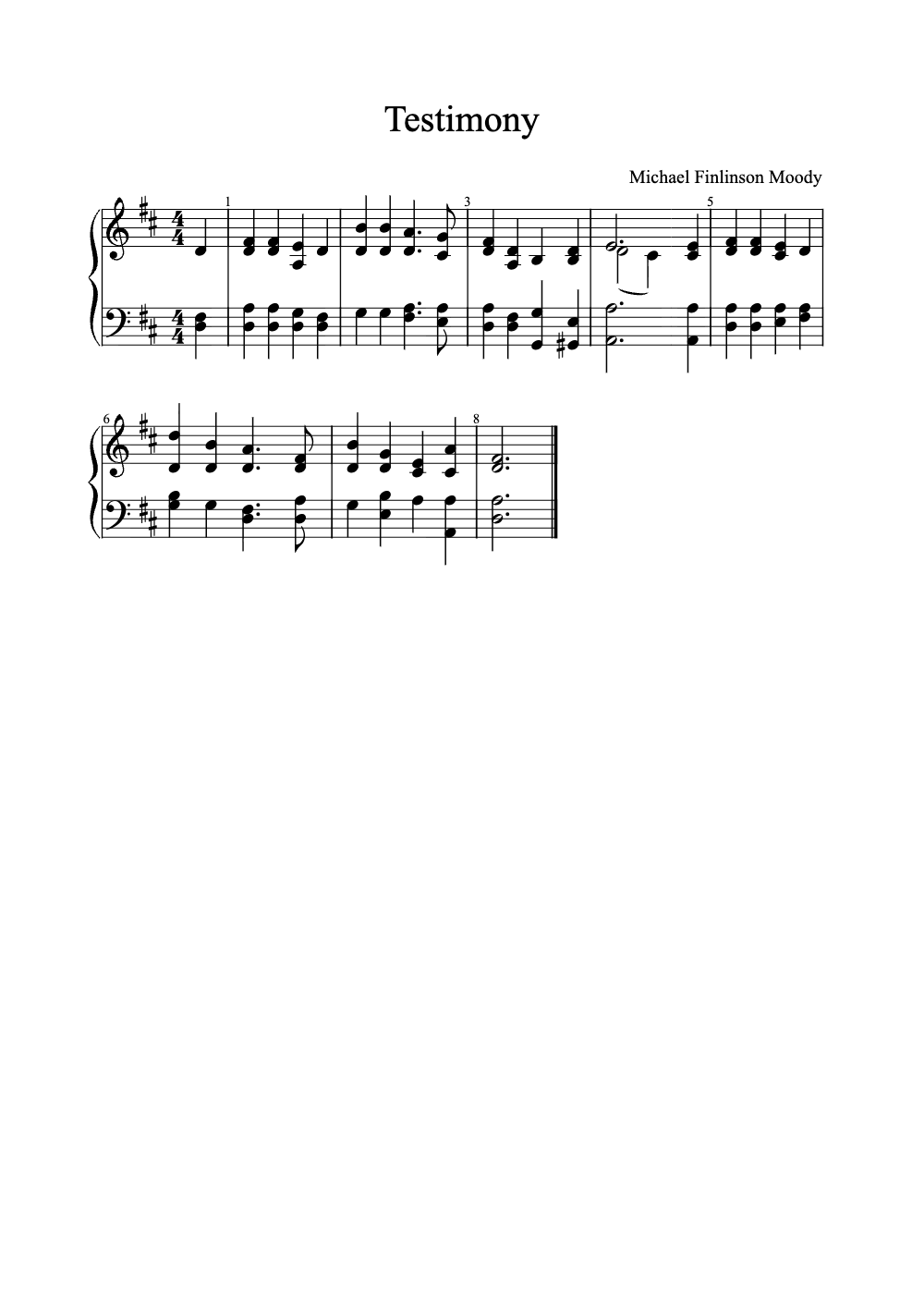 Sheet music preview for Testimony