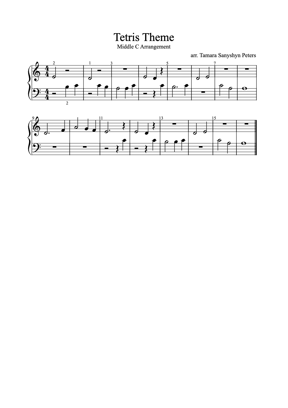 Sheet music preview for Tetris Theme