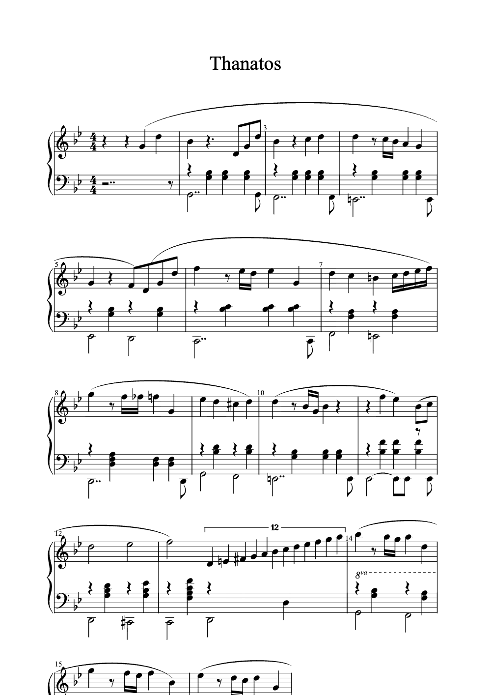 Sheet music preview for Thanatos