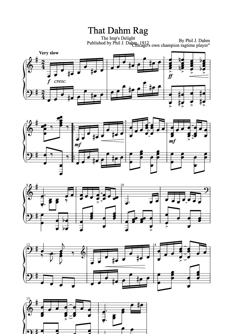Sheet music preview for That Dahm Rag