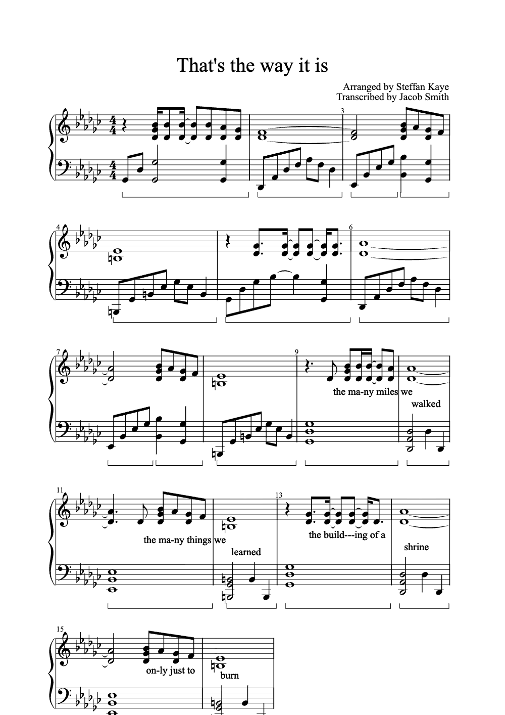Sheet music preview for That's the Way It Is